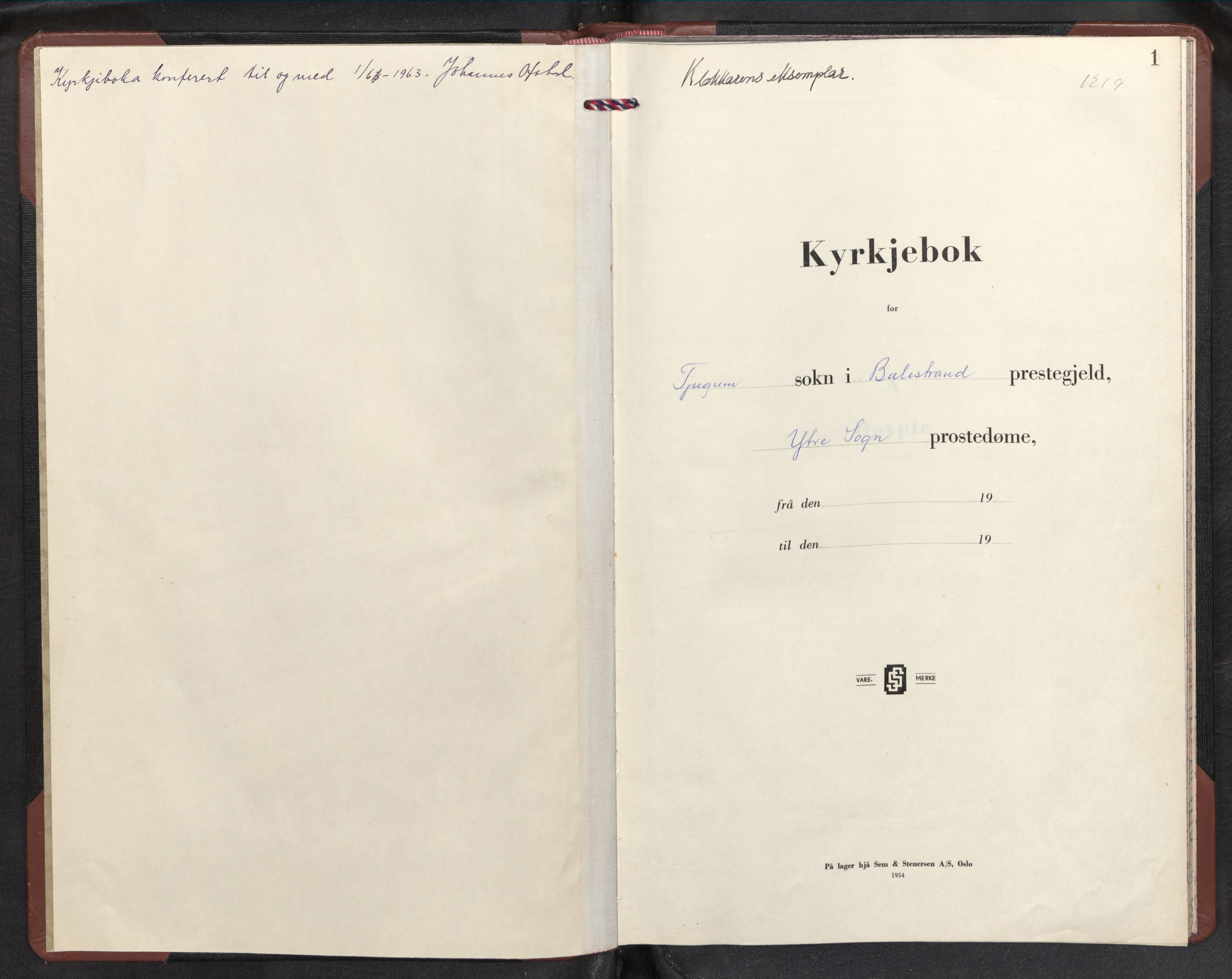 Balestrand sokneprestembete, AV/SAB-A-79601/H/Hab/Haba/L0004: Klokkerbok nr. A 4, 1956-1969, s. 0b-1a