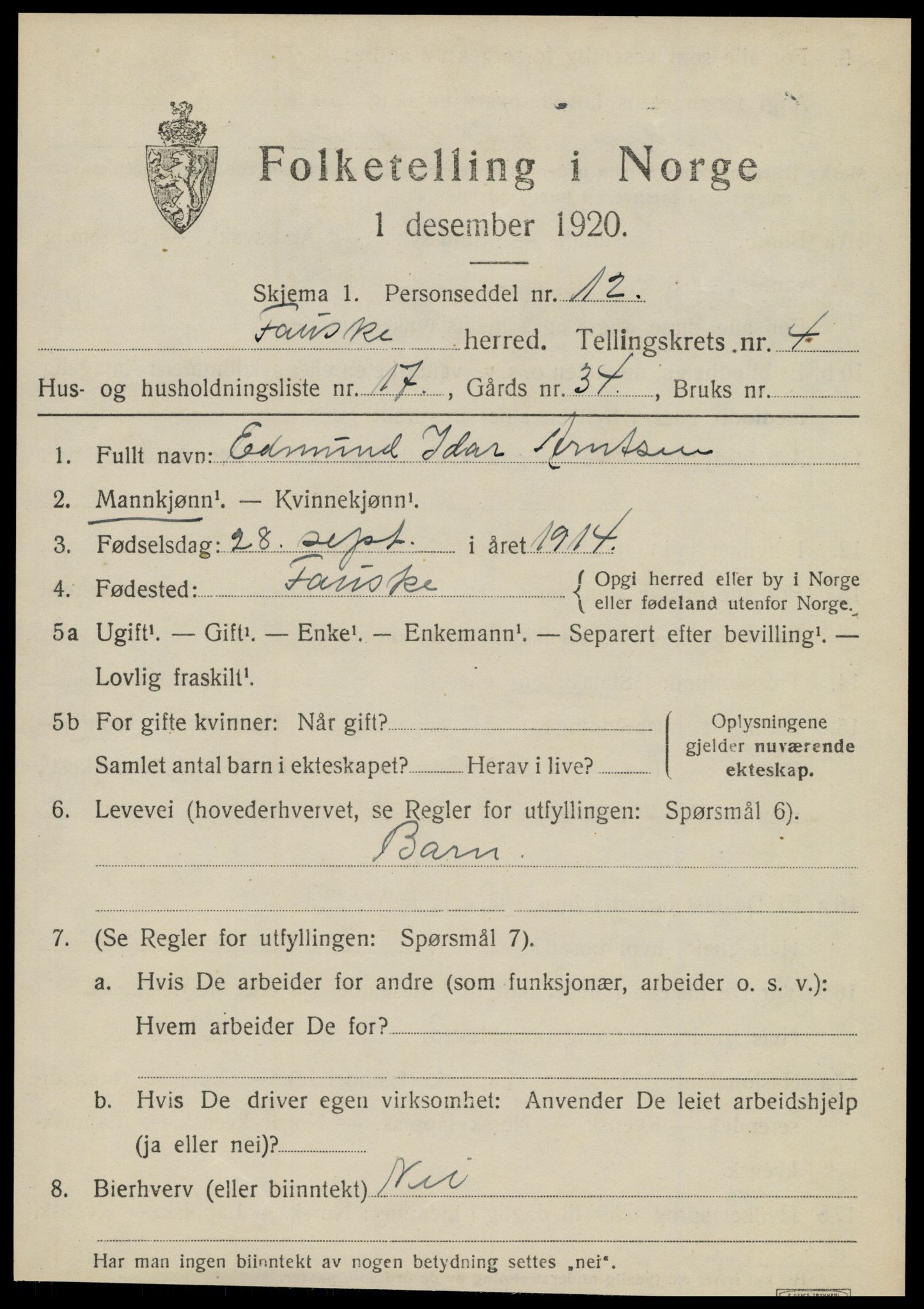 SAT, Folketelling 1920 for 1841 Fauske herred, 1920, s. 4762