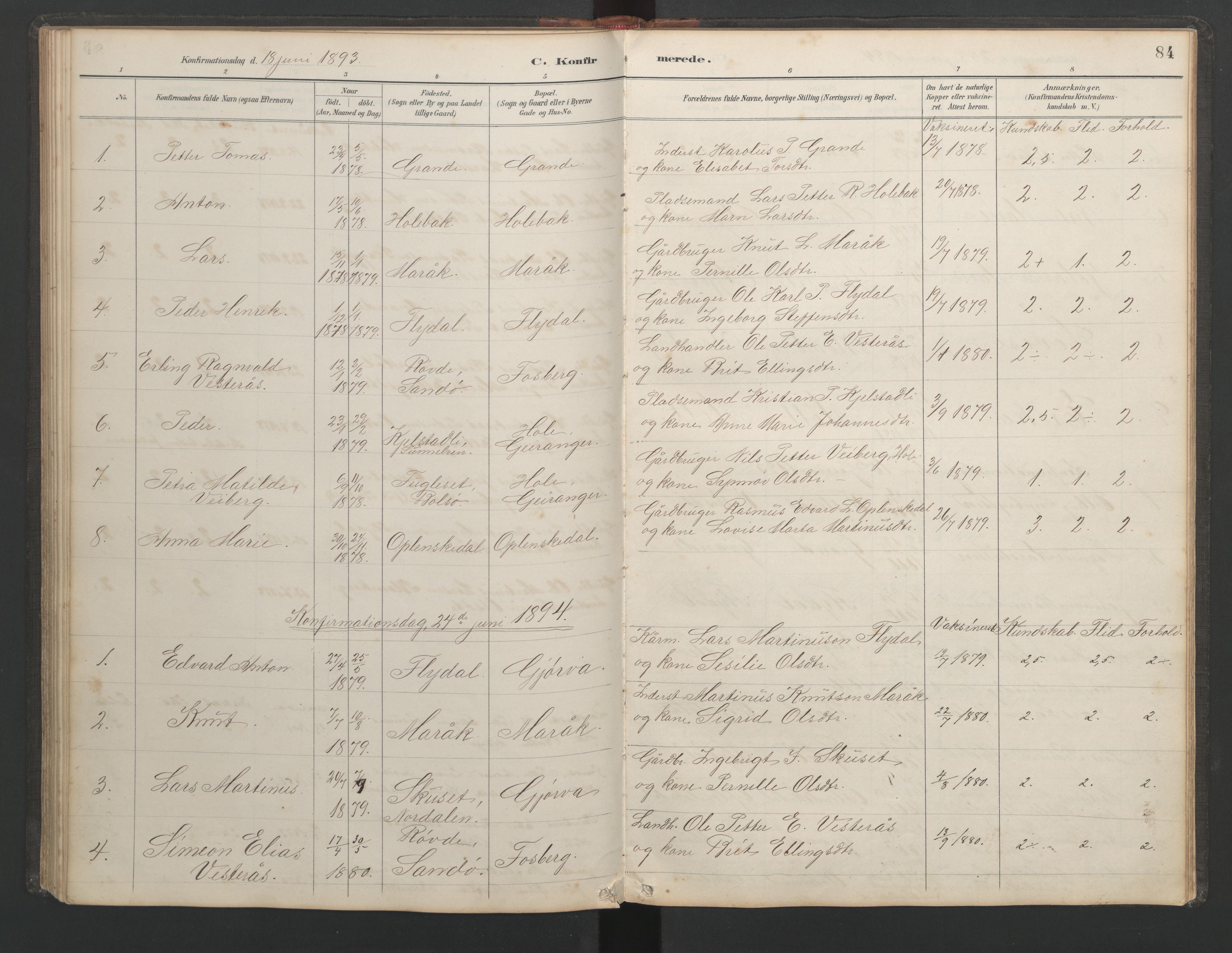 Ministerialprotokoller, klokkerbøker og fødselsregistre - Møre og Romsdal, AV/SAT-A-1454/518/L0236: Klokkerbok nr. 518C03, 1889-1960, s. 84