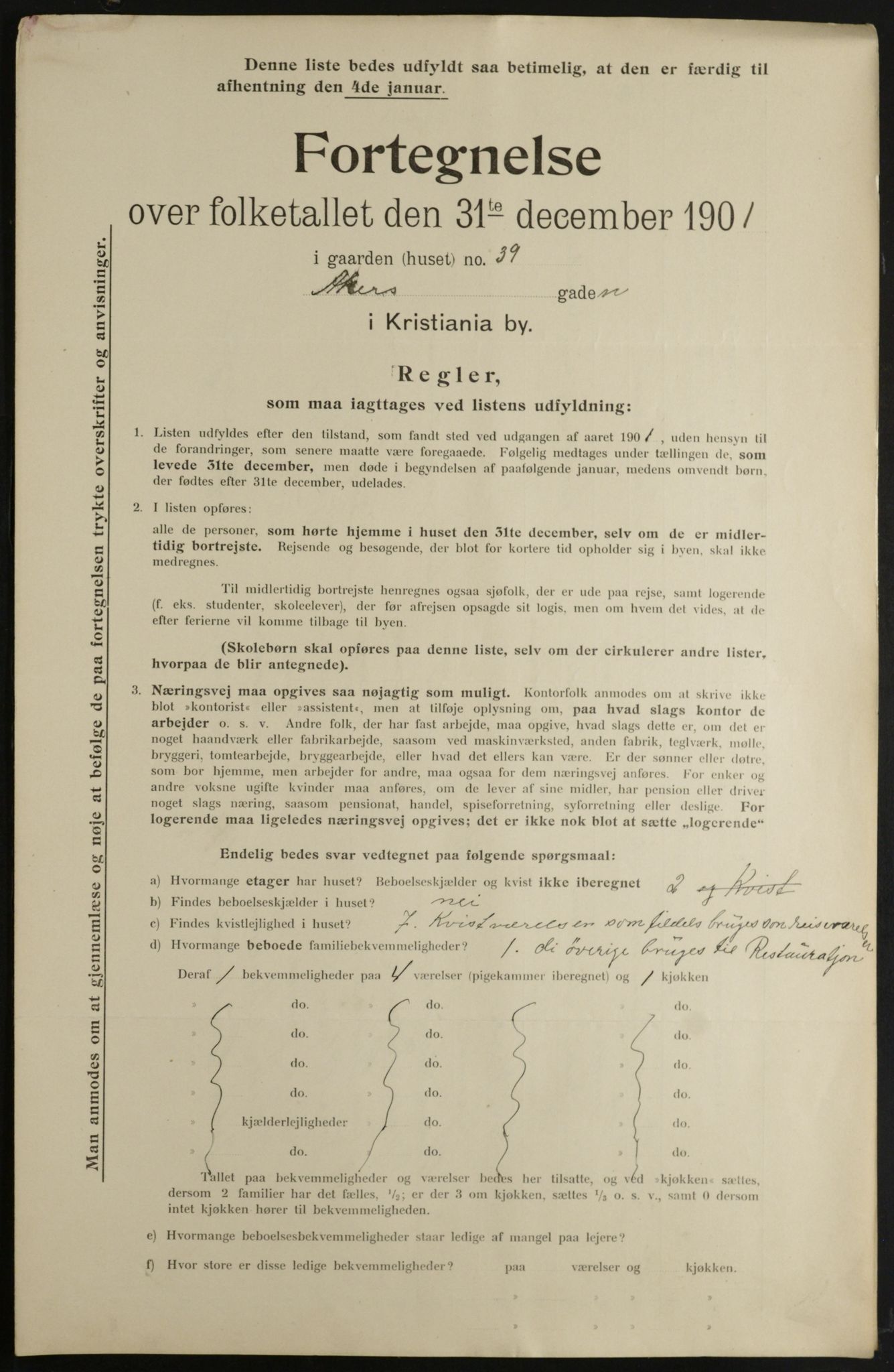 OBA, Kommunal folketelling 31.12.1901 for Kristiania kjøpstad, 1901, s. 85
