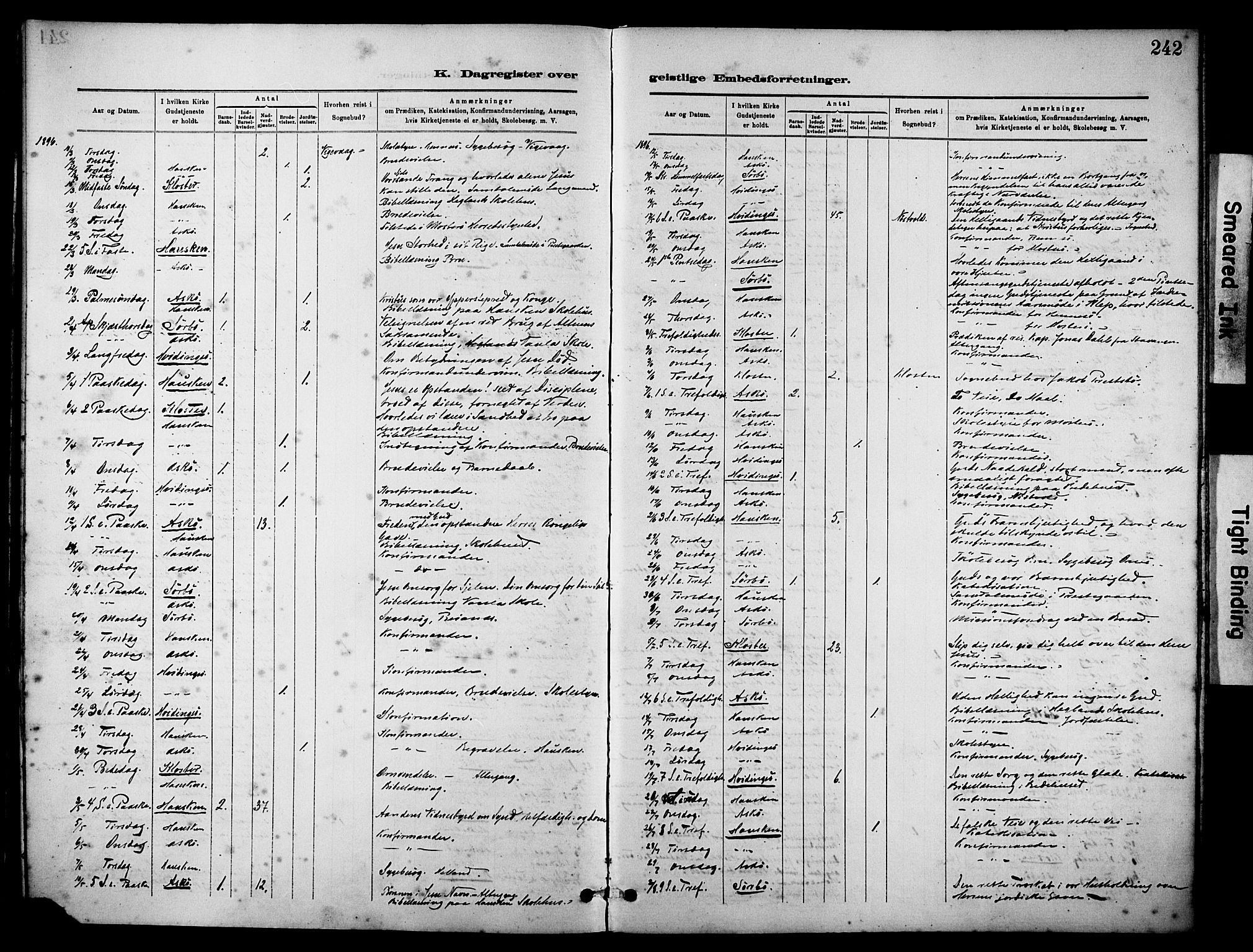 Rennesøy sokneprestkontor, AV/SAST-A -101827/H/Ha/Haa/L0012: Ministerialbok nr. A 13, 1885-1917, s. 242