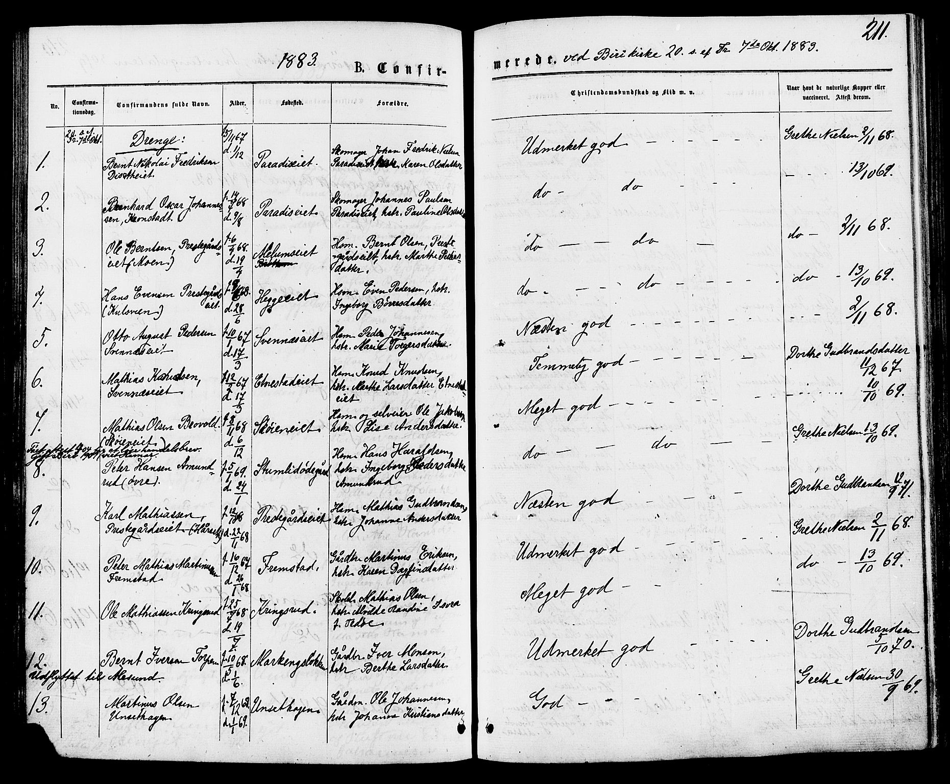 Biri prestekontor, AV/SAH-PREST-096/H/Ha/Haa/L0006: Ministerialbok nr. 6, 1877-1886, s. 211