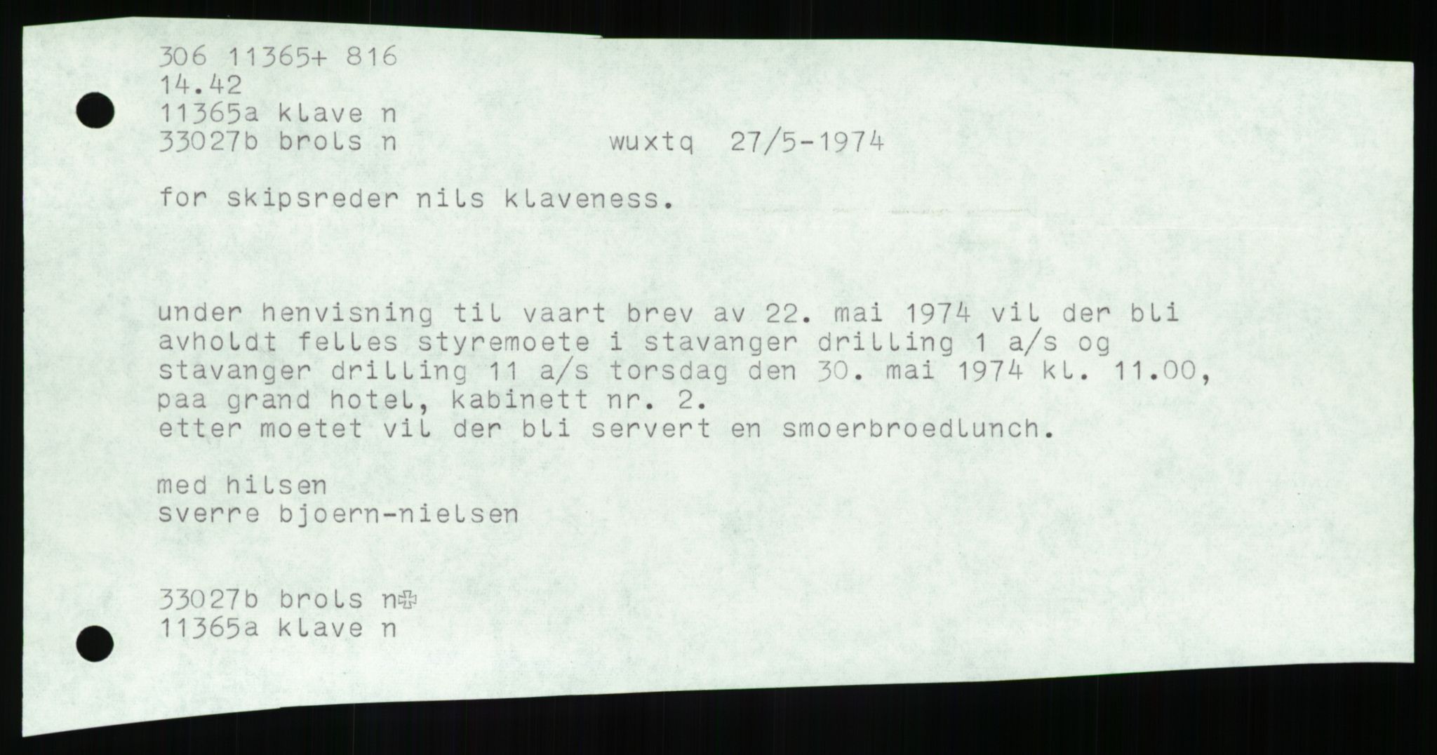 Pa 1503 - Stavanger Drilling AS, SAST/A-101906/A/Ab/Abc/L0006: Styrekorrespondanse Stavanger Drilling II A/S, 1974-1977, s. 268