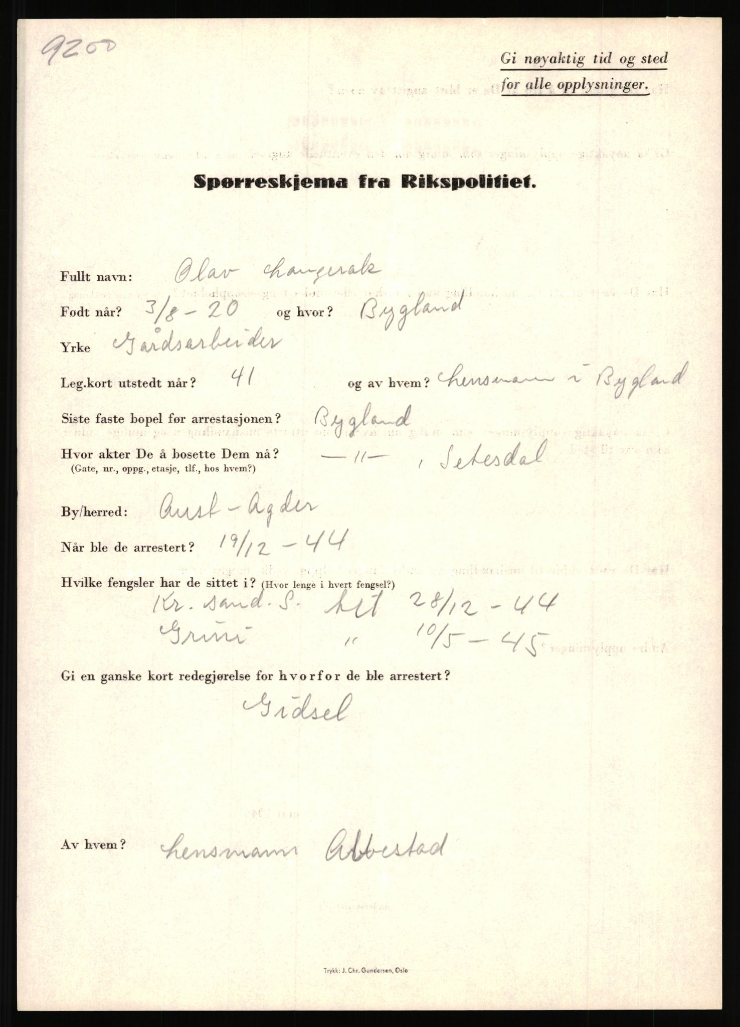 Rikspolitisjefen, AV/RA-S-1560/L/L0010: Kristianslund, Charles Ragnvald - Losvik, Einar, 1940-1945, s. 368