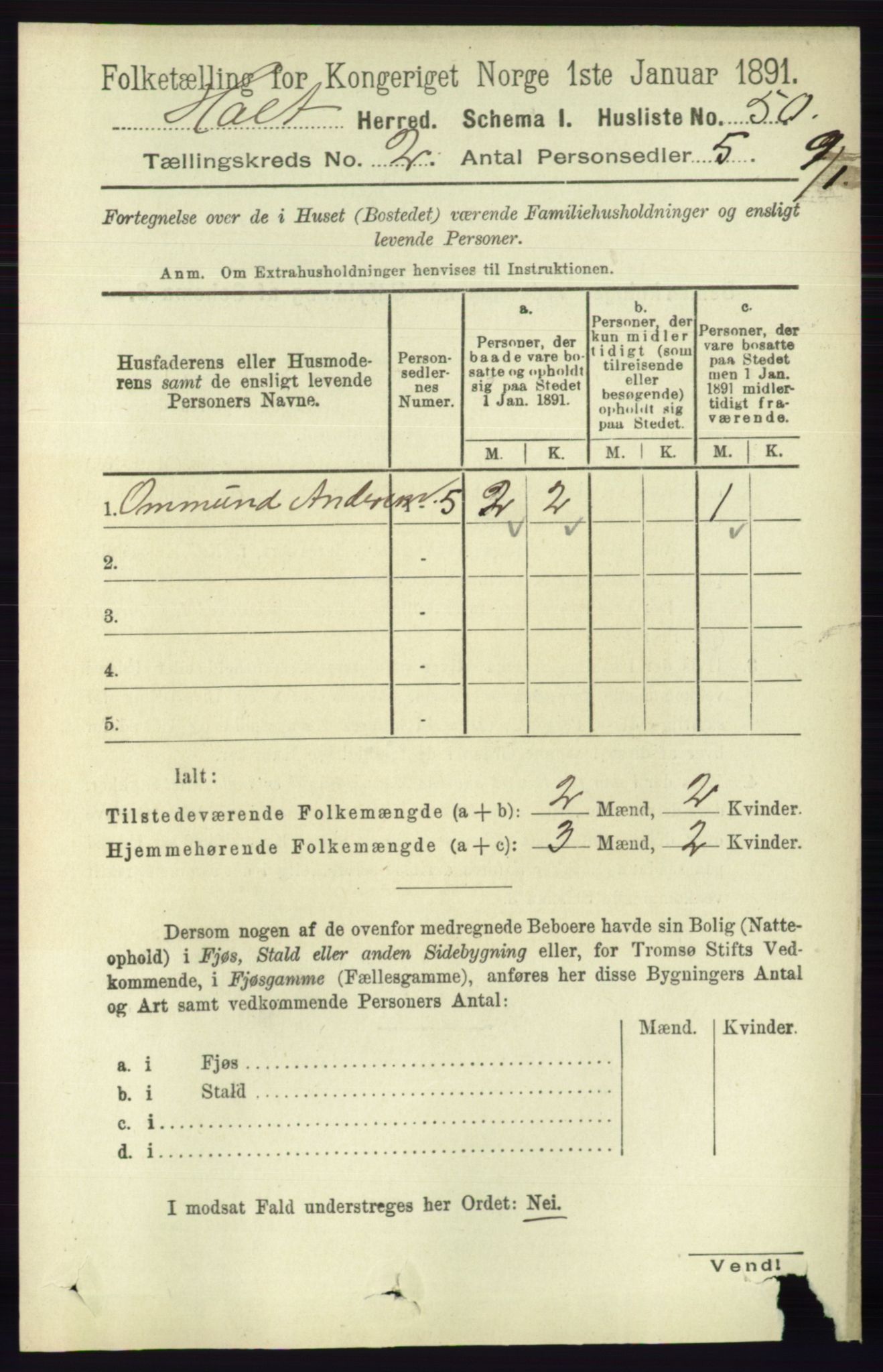 RA, Folketelling 1891 for 0914 Holt herred, 1891, s. 665