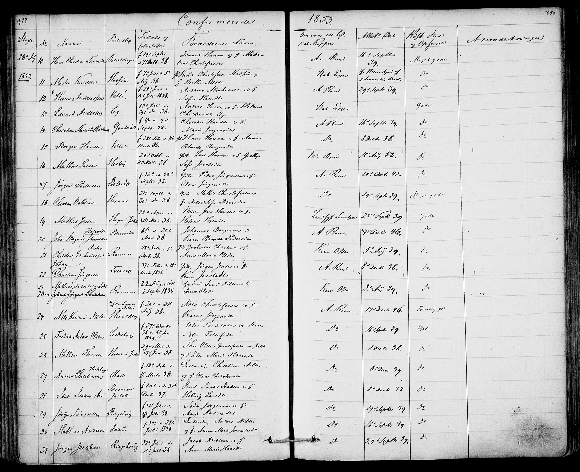 Sem kirkebøker, AV/SAKO-A-5/F/Fa/L0006: Ministerialbok nr. I 6, 1843-1855, s. 329-330