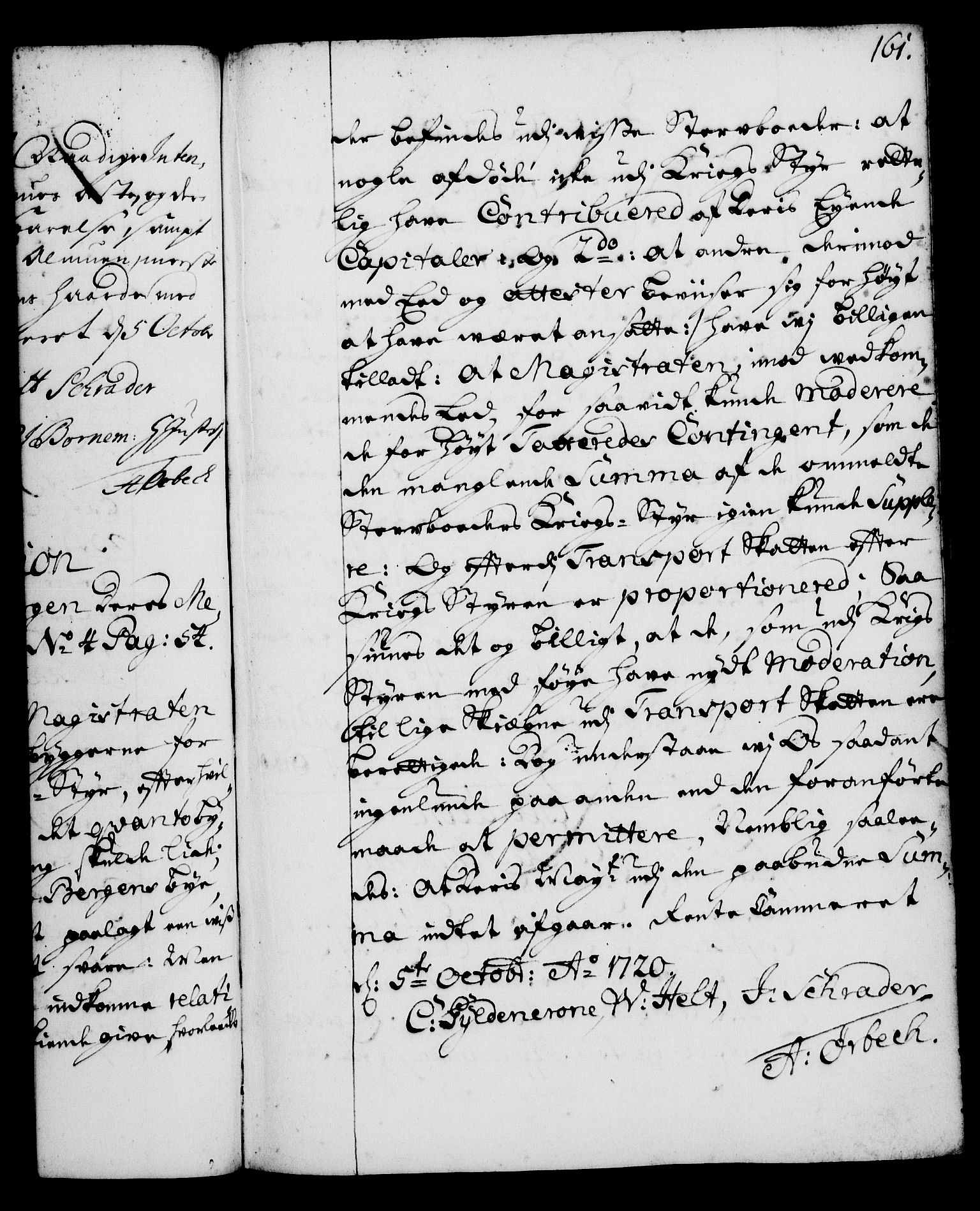 Rentekammeret, Kammerkanselliet, RA/EA-3111/G/Gg/Gga/L0001: Norsk ekspedisjonsprotokoll med register (merket RK 53.1), 1720-1723, s. 161