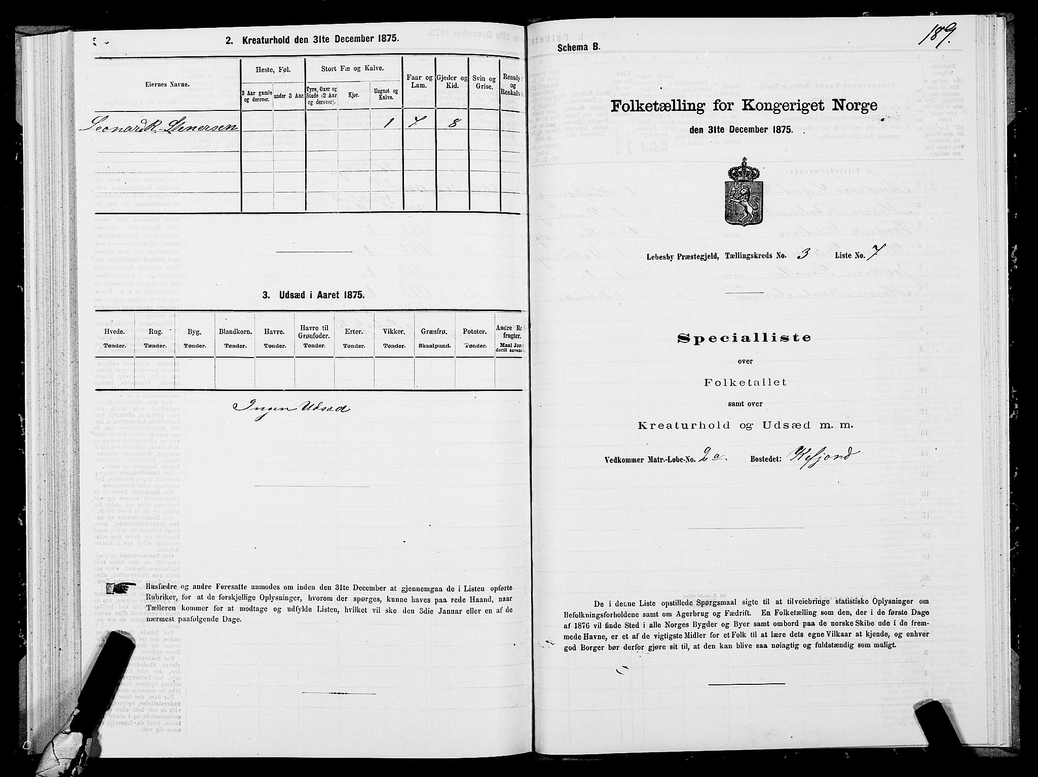 SATØ, Folketelling 1875 for 2022P Lebesby prestegjeld, 1875, s. 1189