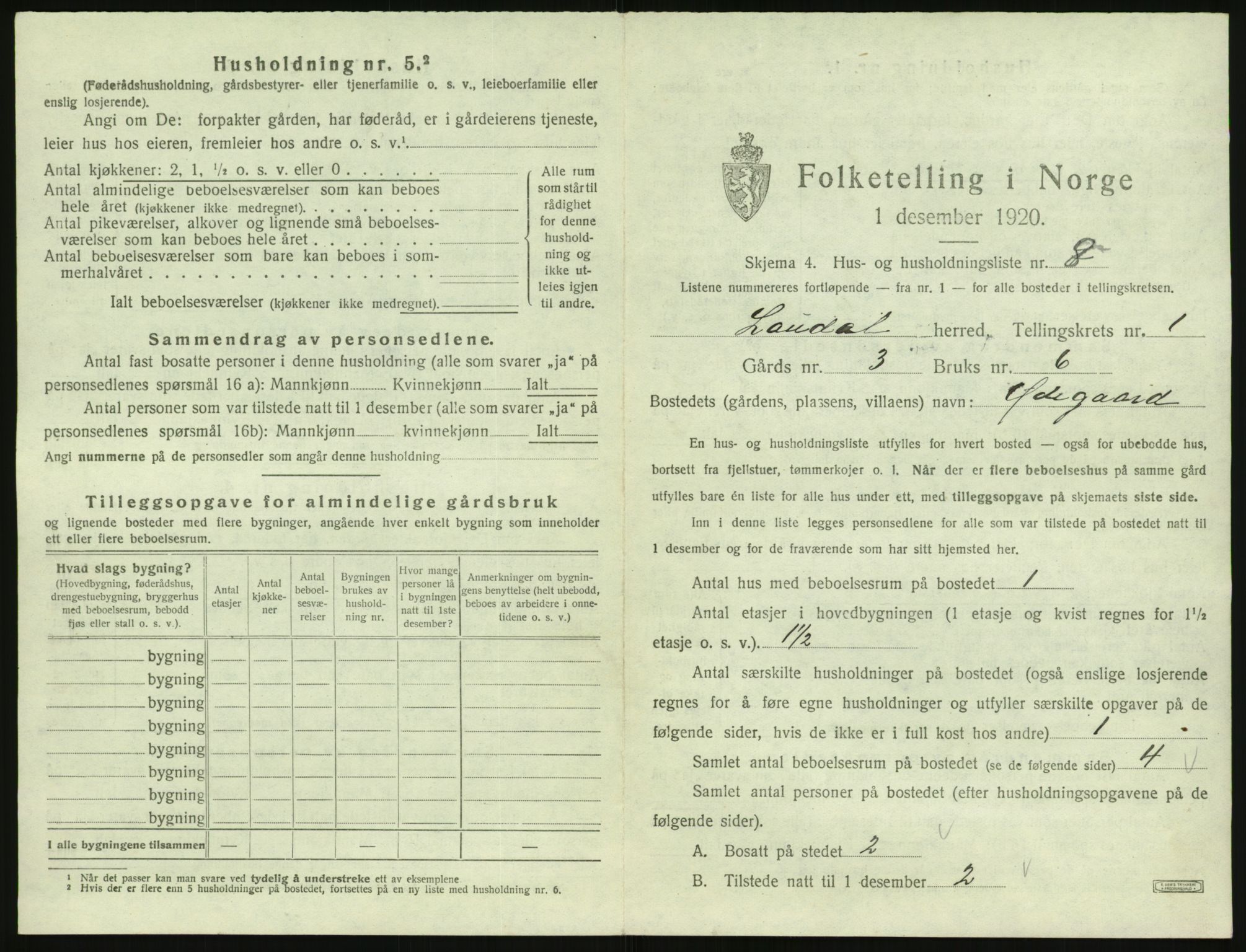 SAK, Folketelling 1920 for 1022 Laudal herred, 1920, s. 40