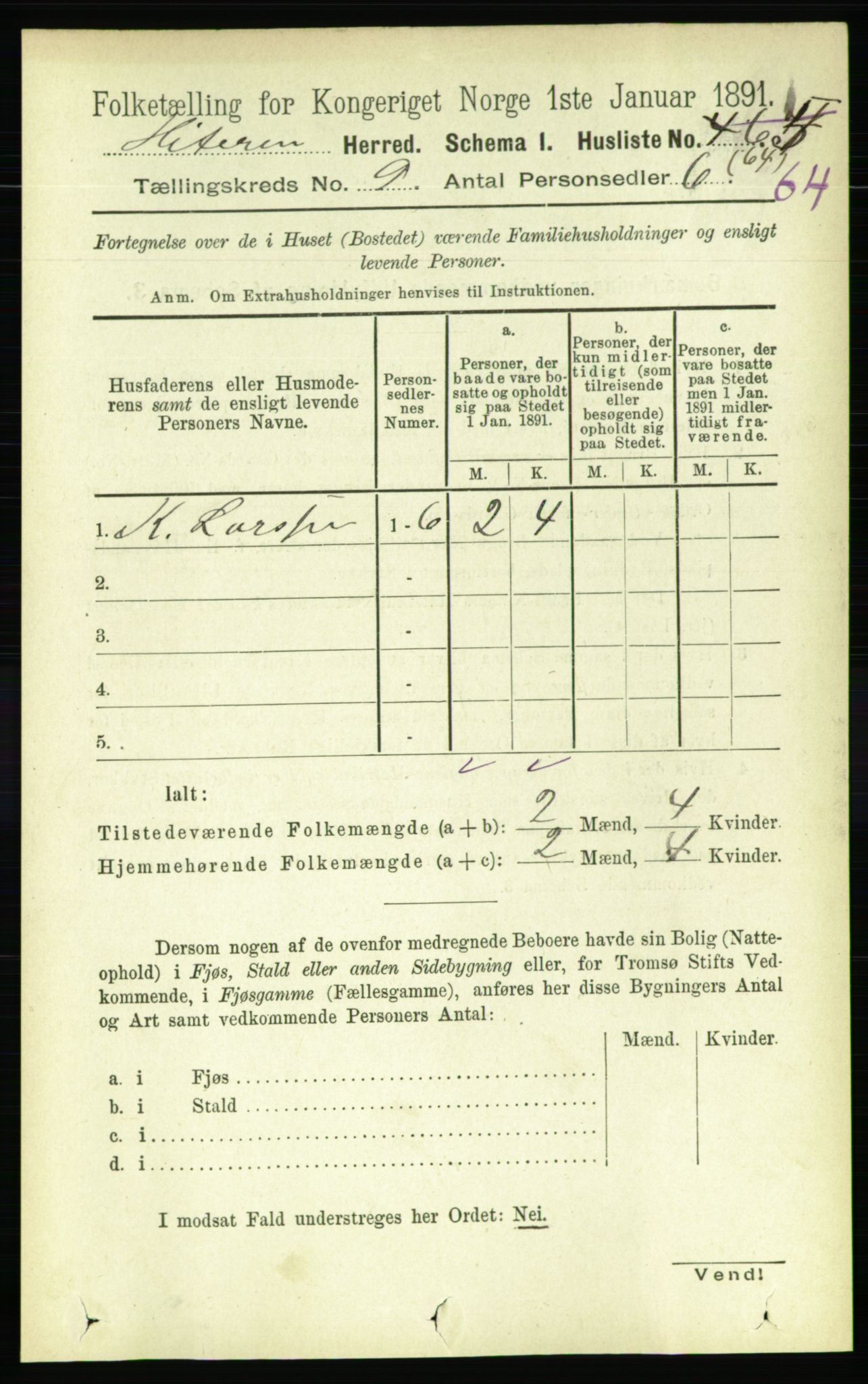 RA, Folketelling 1891 for 1617 Hitra herred, 1891, s. 1741