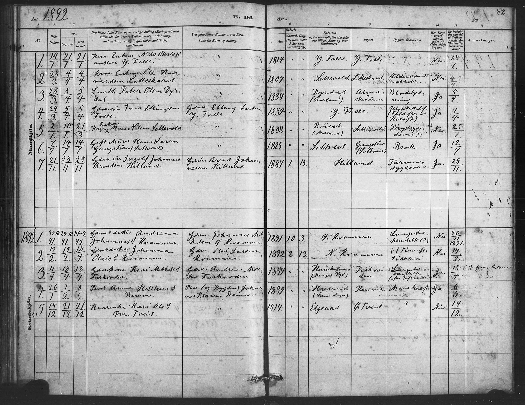 Alversund Sokneprestembete, AV/SAB-A-73901/H/Ha/Haa/Haaa/L0001: Ministerialbok nr. A 1, 1882-1896, s. 82