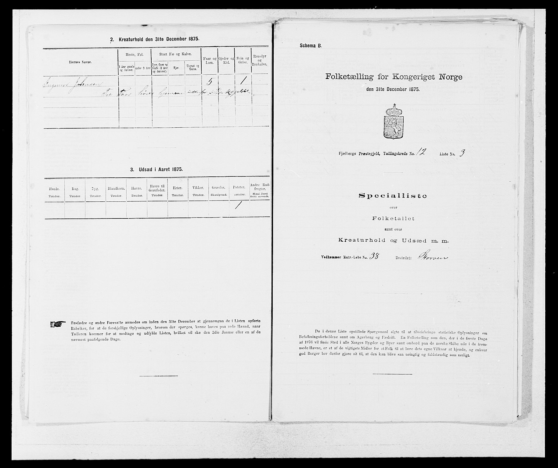 SAB, Folketelling 1875 for 1213P Fjelberg prestegjeld, 1875, s. 1182