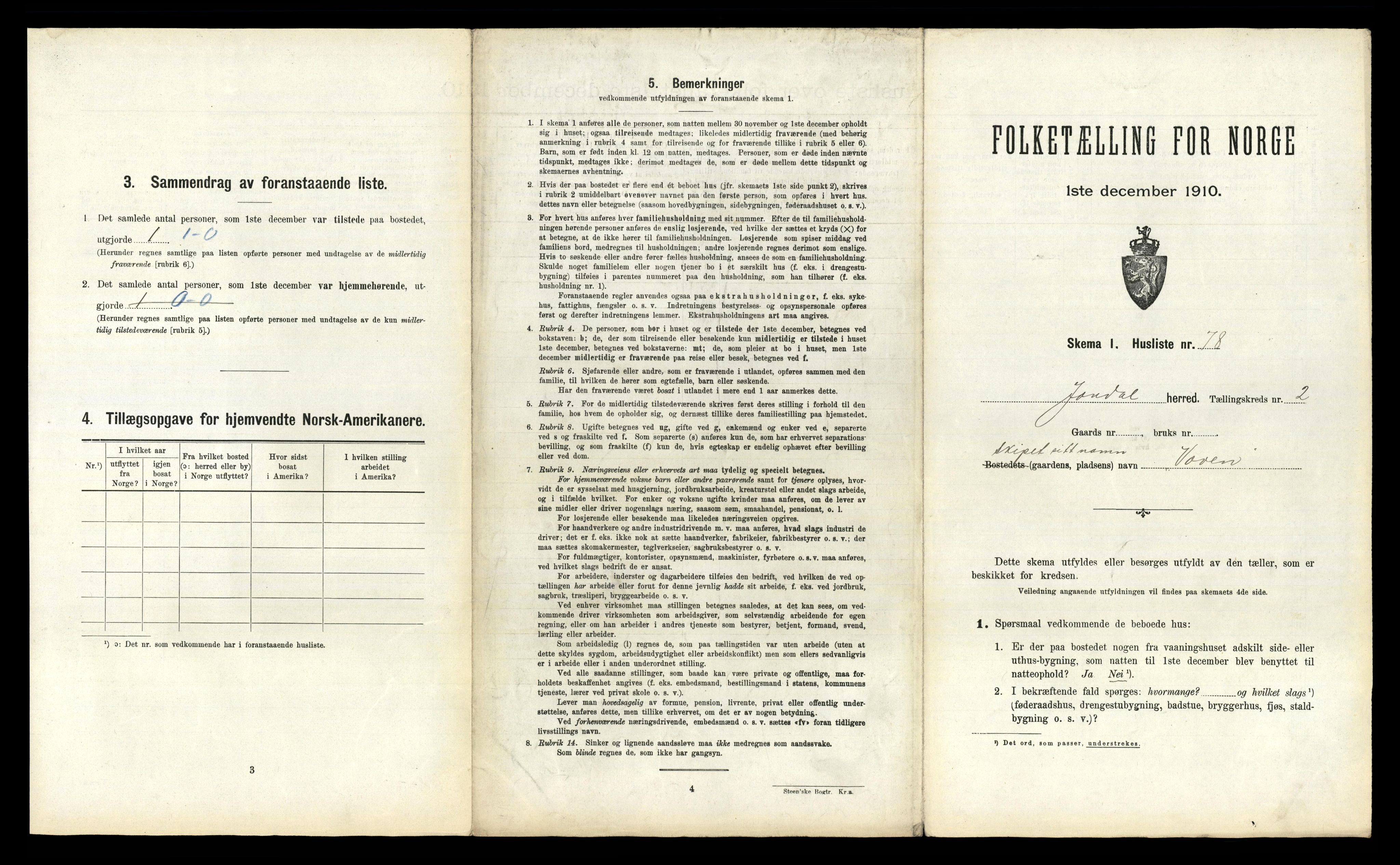 RA, Folketelling 1910 for 1227 Jondal herred, 1910, s. 198