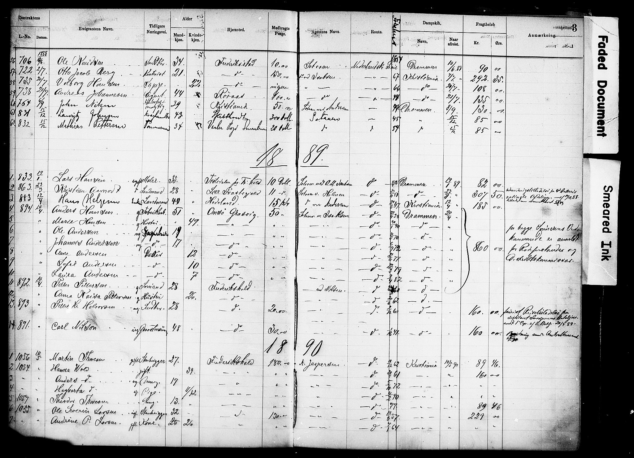 Fredrikstad politikammer, AV/SAO-A-10055/H/Ha/Had/L0001: Emigrantprotokoll, 1883-1890