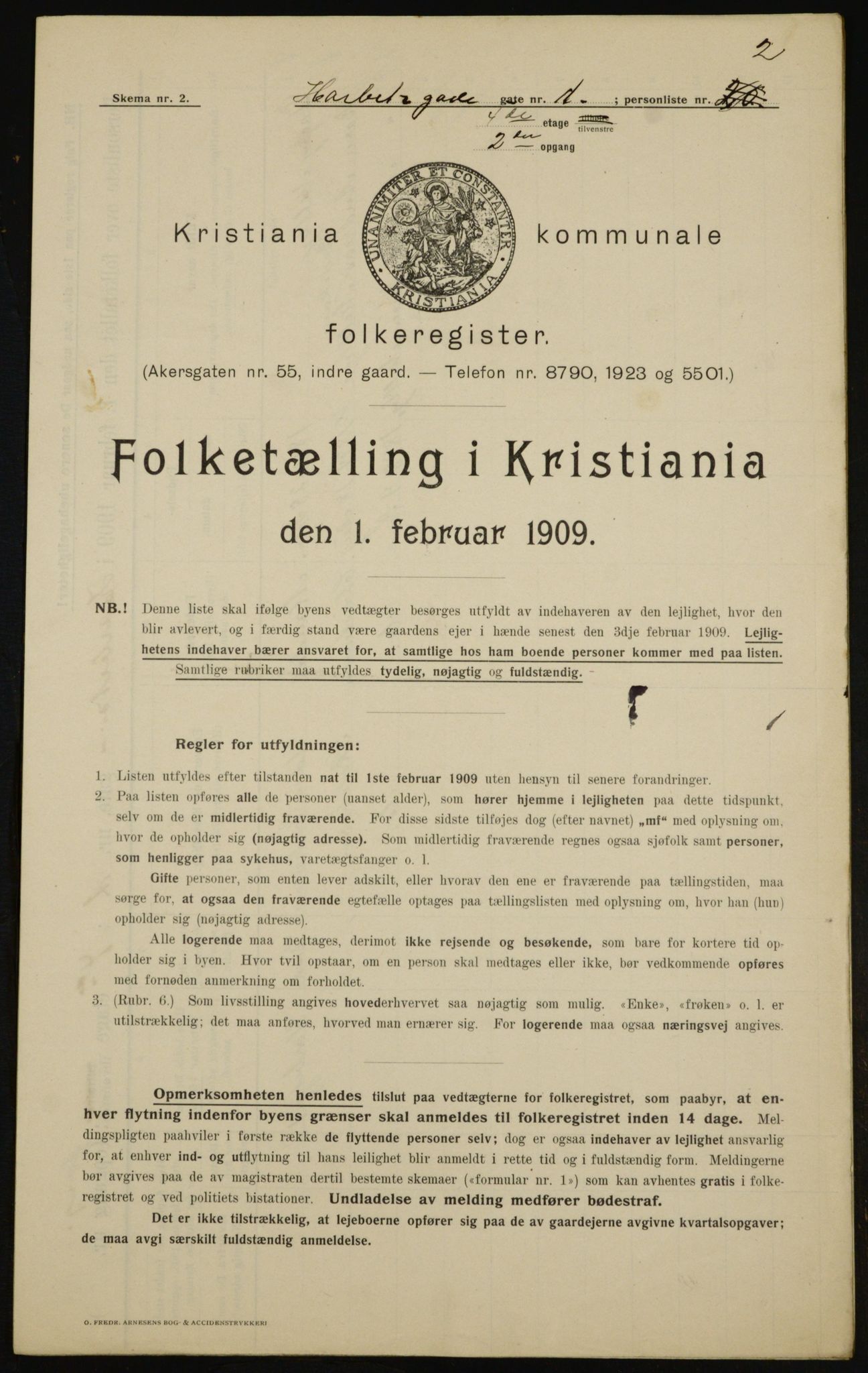 OBA, Kommunal folketelling 1.2.1909 for Kristiania kjøpstad, 1909, s. 73284