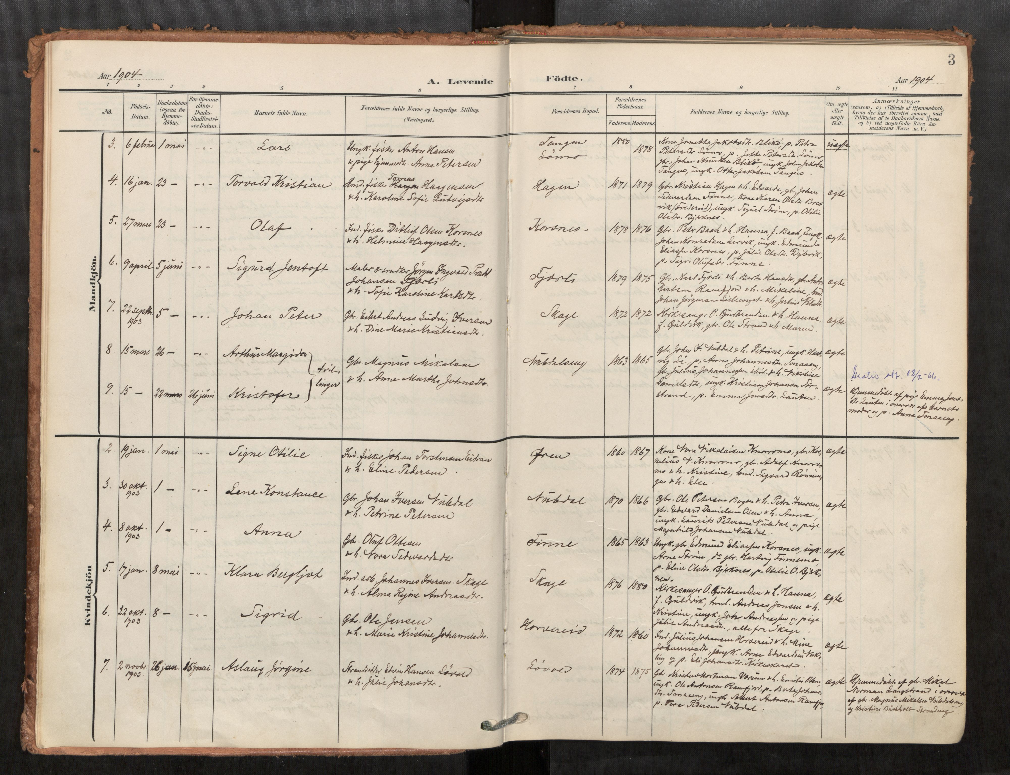 Kolvereid sokneprestkontor, AV/SAT-A-1171/H/Ha/Haa/L0001: Ministerialbok nr. 1, 1903-1922, s. 3