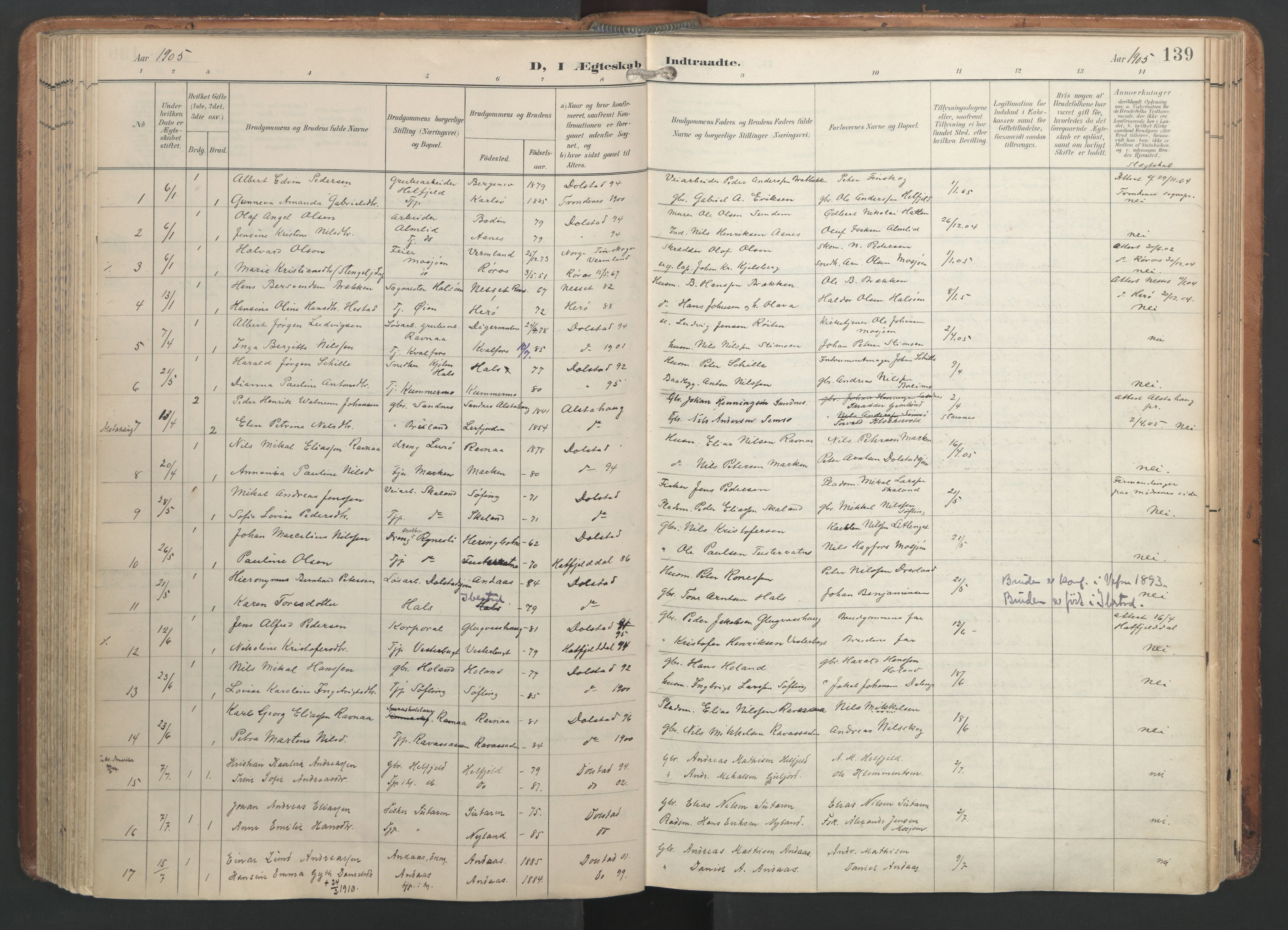 Ministerialprotokoller, klokkerbøker og fødselsregistre - Nordland, AV/SAT-A-1459/820/L0298: Ministerialbok nr. 820A19, 1897-1915, s. 139
