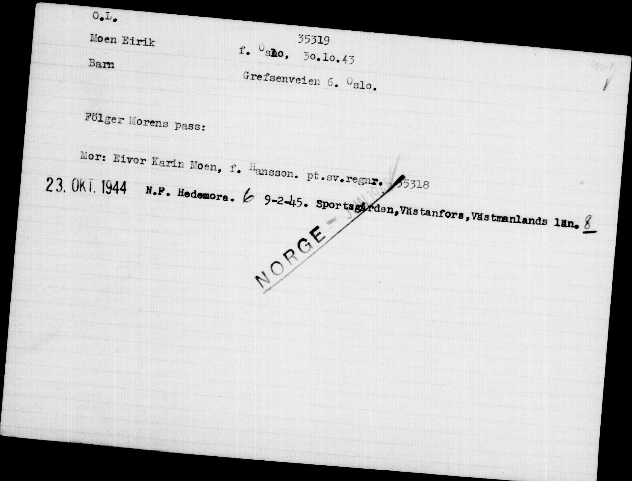 Utenriksstasjonene, Legasjonen i Stockholm, Flyktningkontoret, AV/RA-S-6753/V/Va/L0014: Kjesäterkartoteket, flyktninger med registreringsnr. 34700-37855, 1940-1945, s. 654