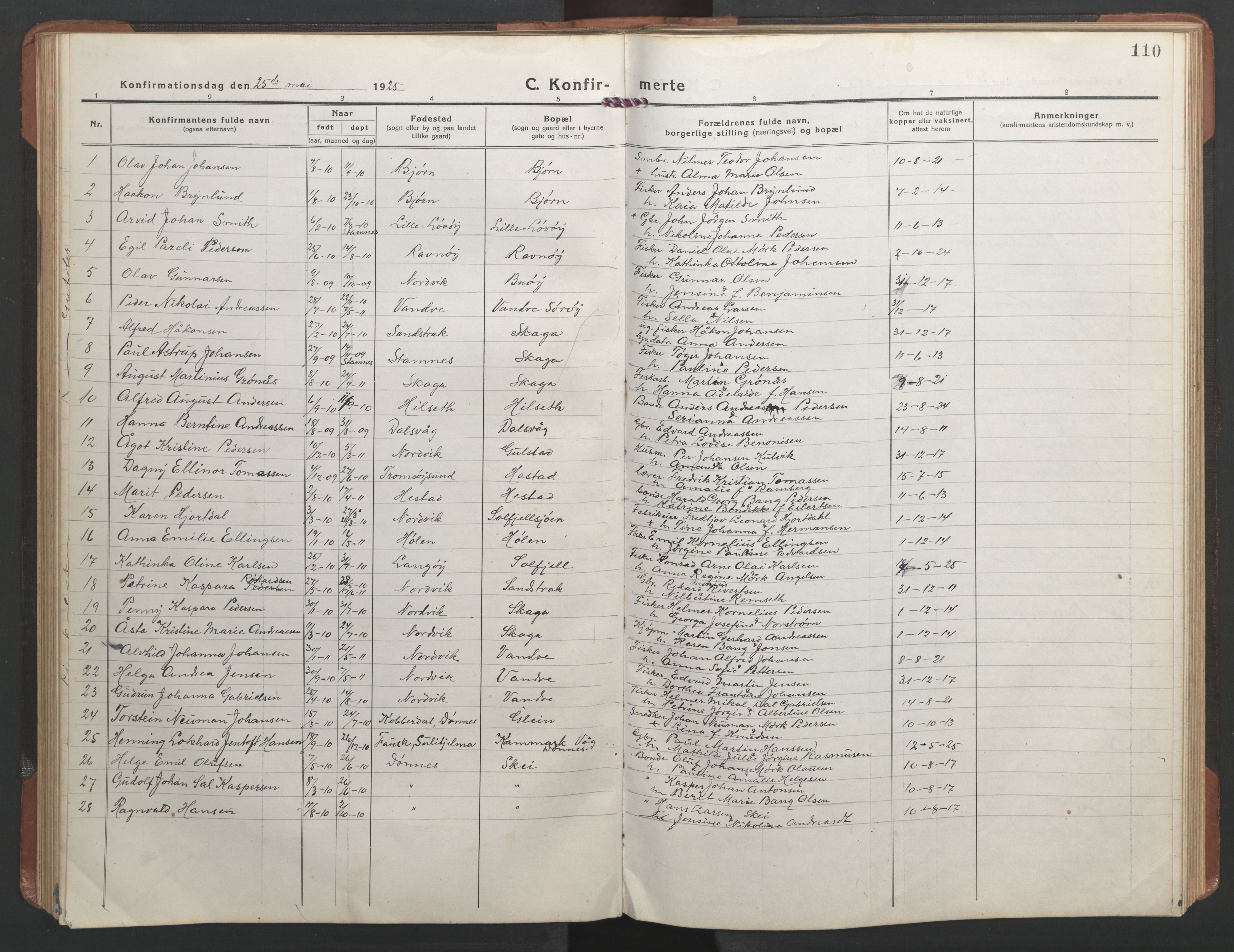 Ministerialprotokoller, klokkerbøker og fødselsregistre - Nordland, AV/SAT-A-1459/836/L0539: Klokkerbok nr. 836C03, 1917-1949, s. 110