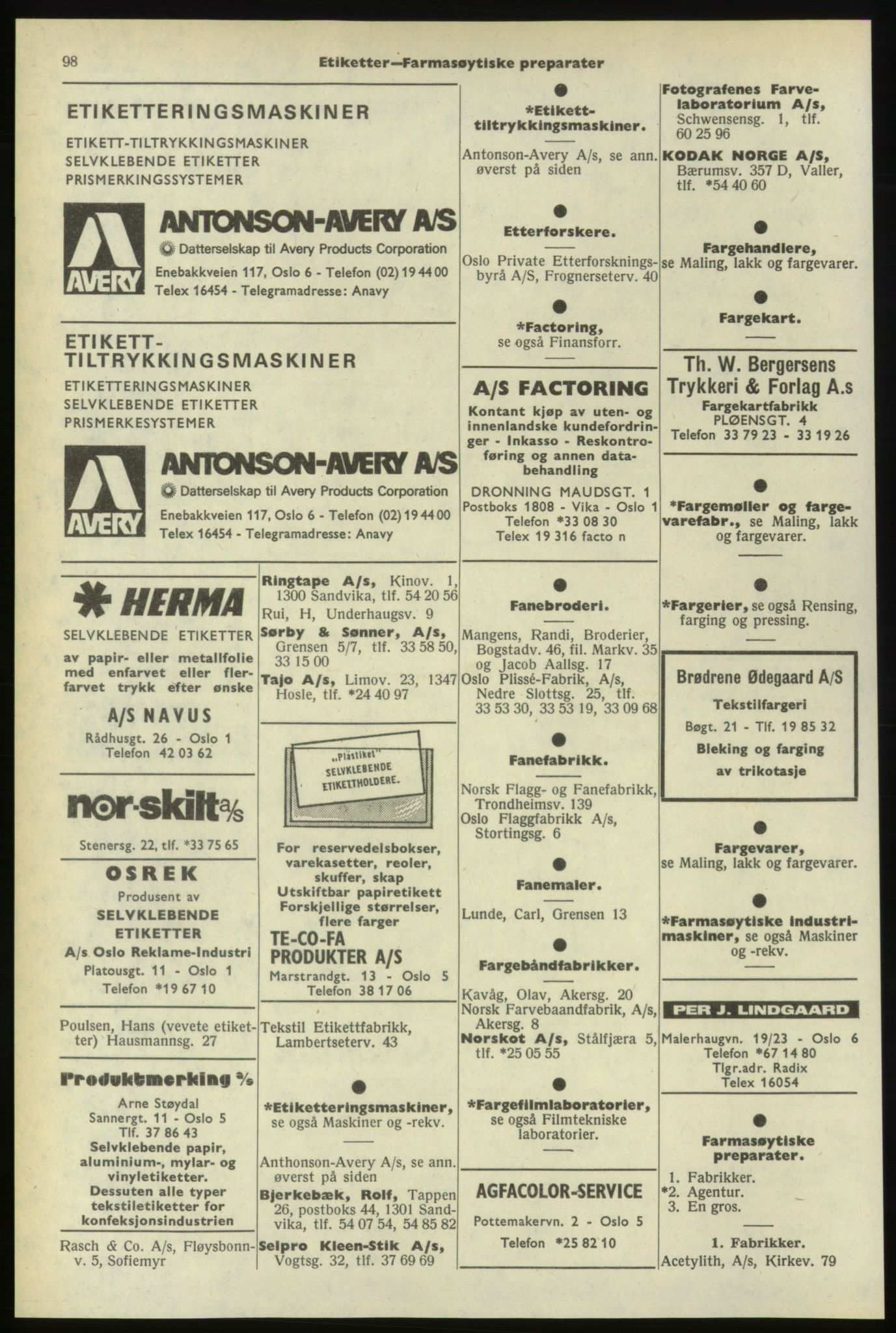 Kristiania/Oslo adressebok, PUBL/-, 1974-1975, s. 98