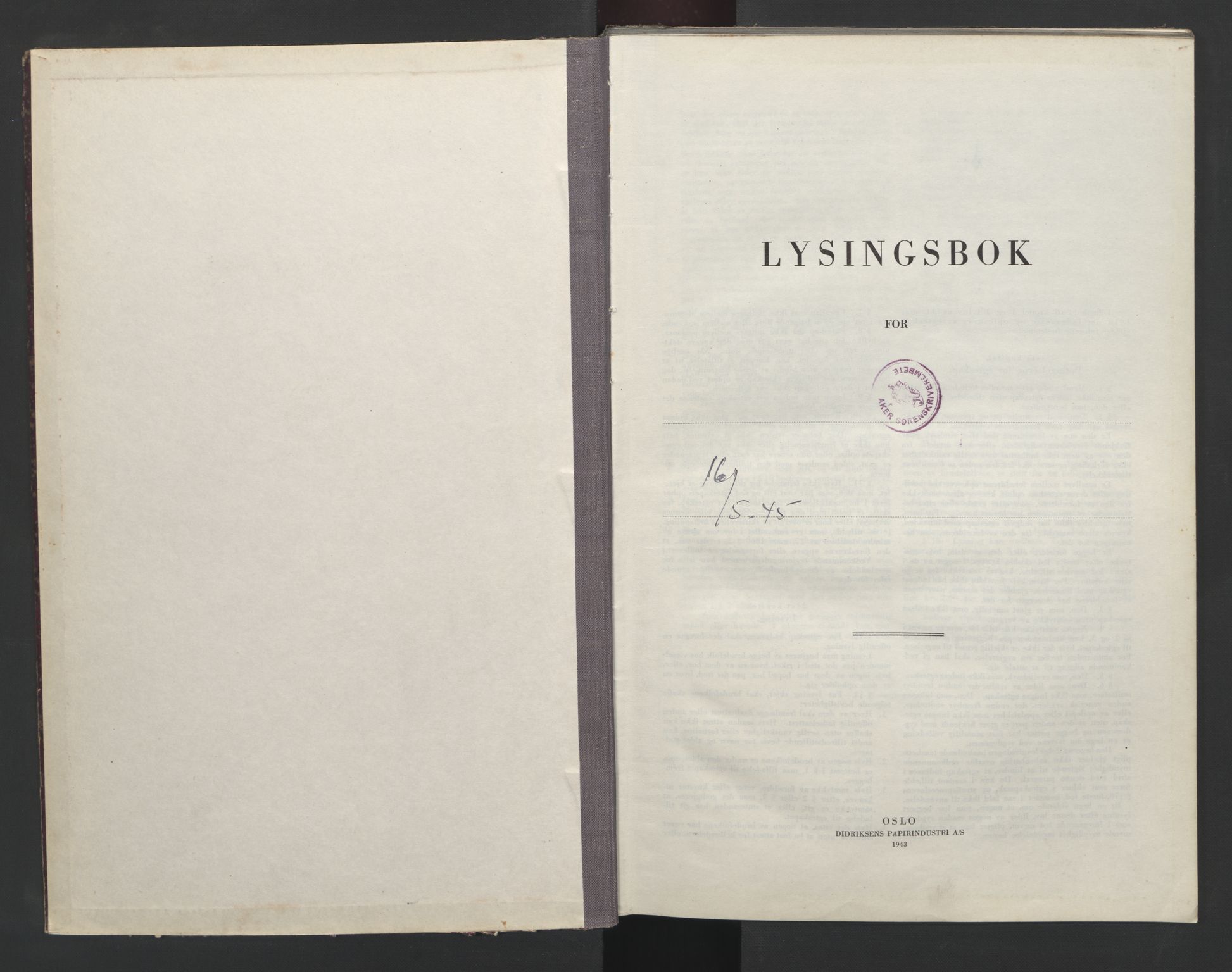 Aker sorenskriveri, AV/SAO-A-10895/L/Lb/L0005: Lysningsbok, 1945-1947