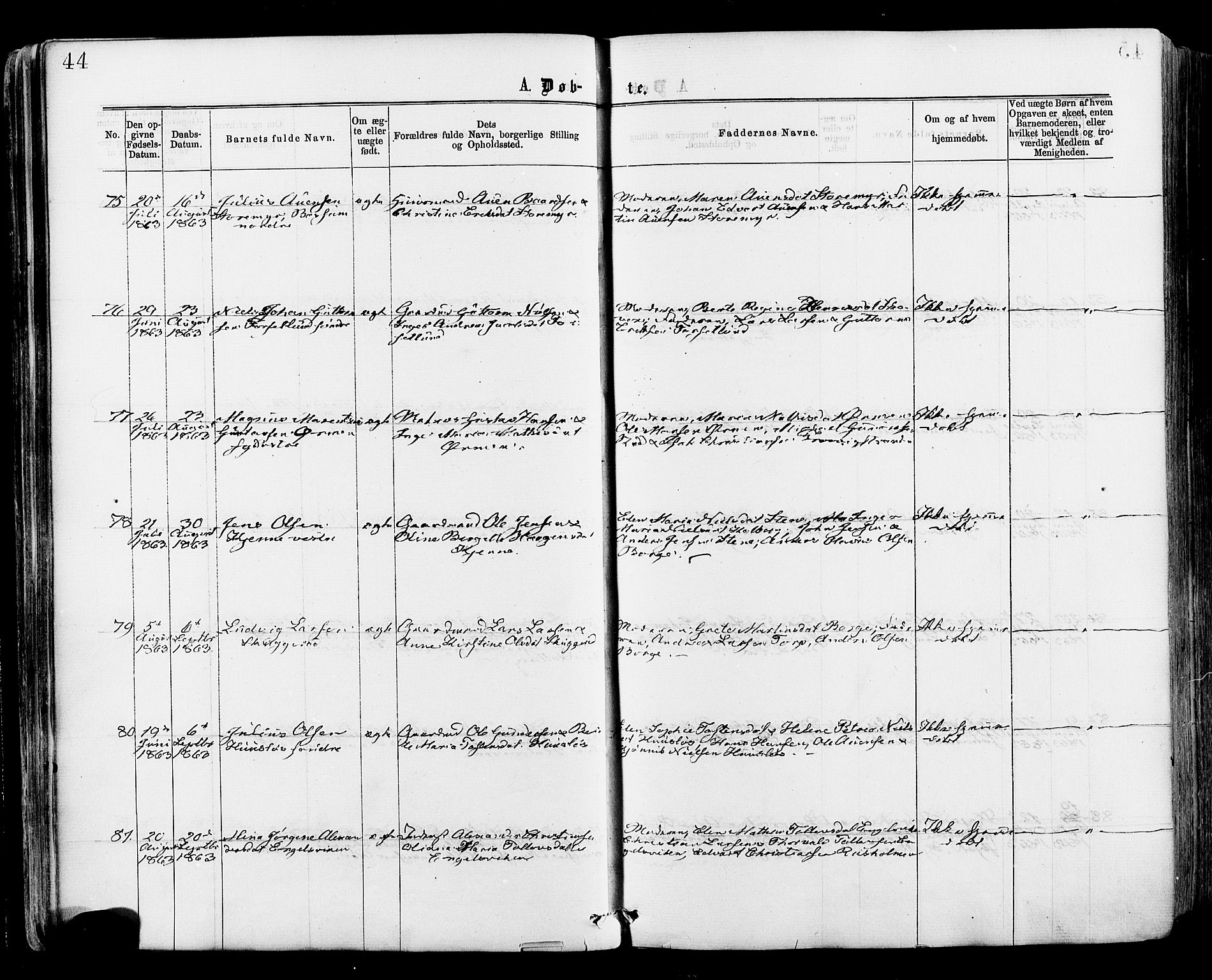 Onsøy prestekontor Kirkebøker, AV/SAO-A-10914/F/Fa/L0004: Ministerialbok nr. I 4, 1861-1877, s. 44
