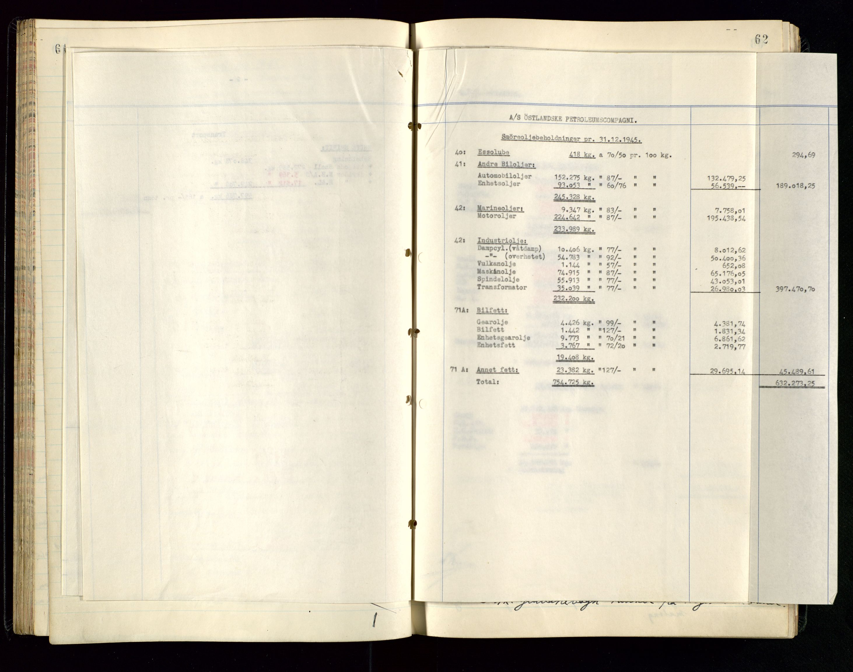 PA 1534 - Østlandske Petroleumscompagni A/S, AV/SAST-A-101954/A/Aa/L0005/0001: Direksjonsprotokoller / Den Administrerende Direksjon alle selskaper (referatprotokoll), 1943-1958