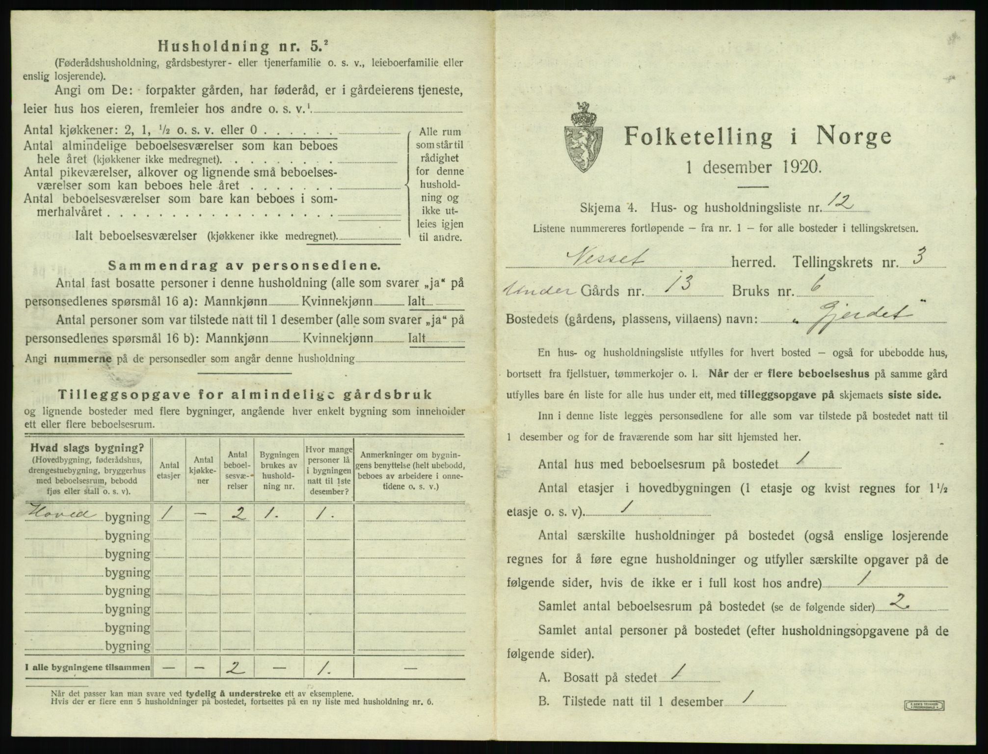 SAT, Folketelling 1920 for 1543 Nesset herred, 1920, s. 168