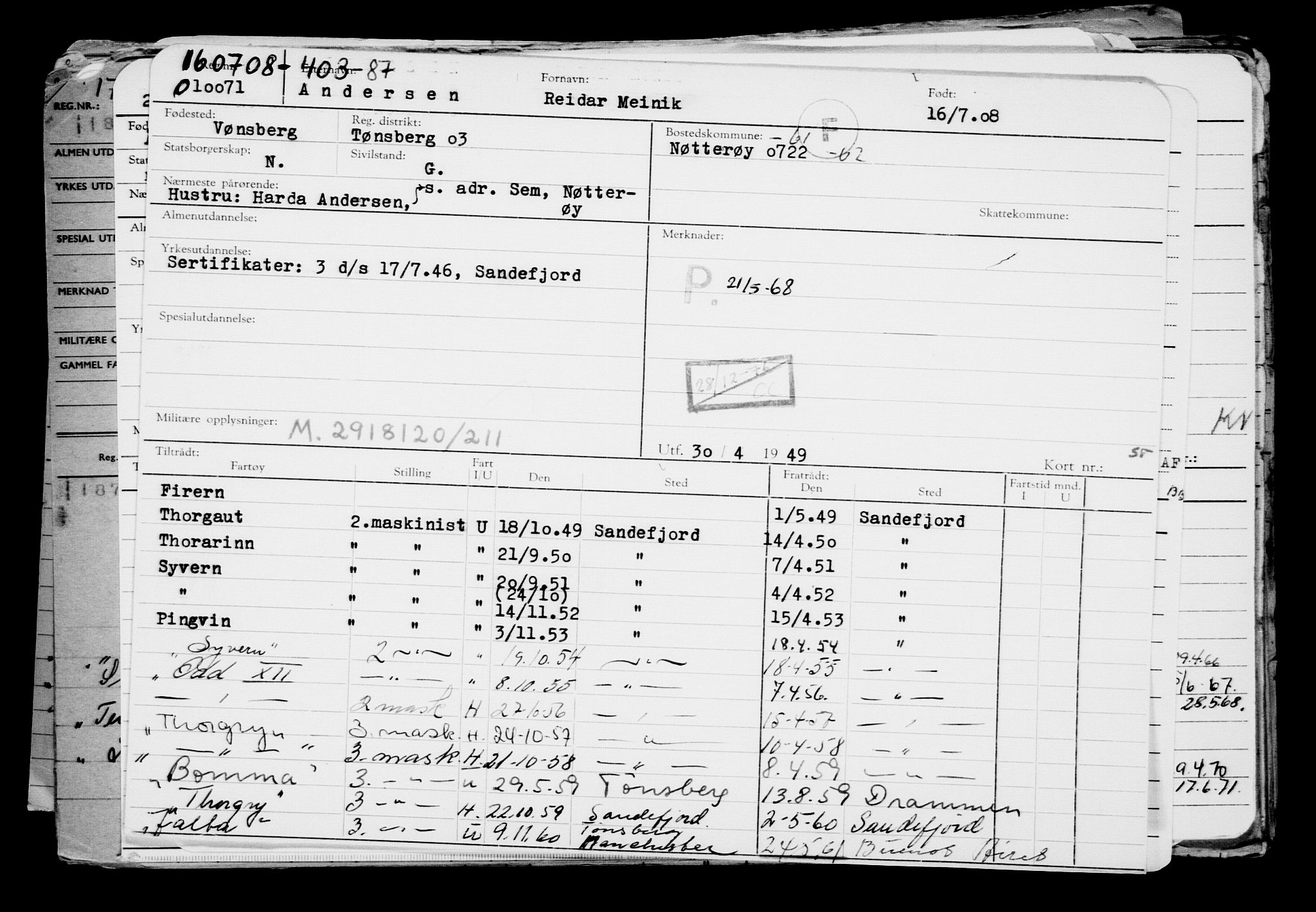 Direktoratet for sjømenn, AV/RA-S-3545/G/Gb/L0078: Hovedkort, 1908, s. 250