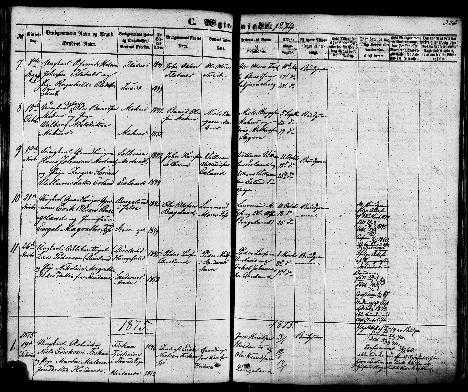 Skjold sokneprestkontor, AV/SAST-A-101847/H/Ha/Haa/L0008: Ministerialbok nr. A 8, 1856-1882, s. 326