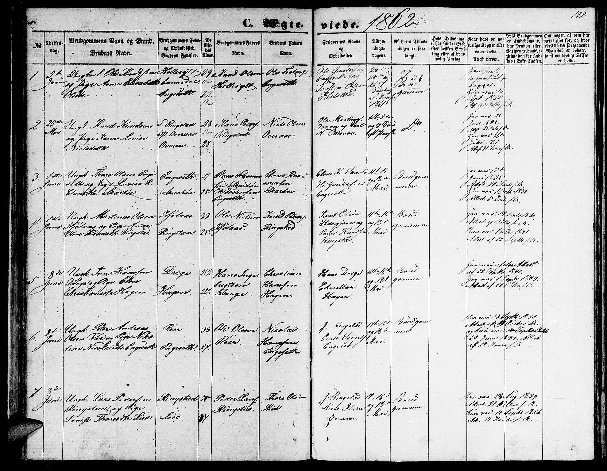 Ministerialprotokoller, klokkerbøker og fødselsregistre - Møre og Romsdal, AV/SAT-A-1454/520/L0291: Klokkerbok nr. 520C03, 1854-1881, s. 132