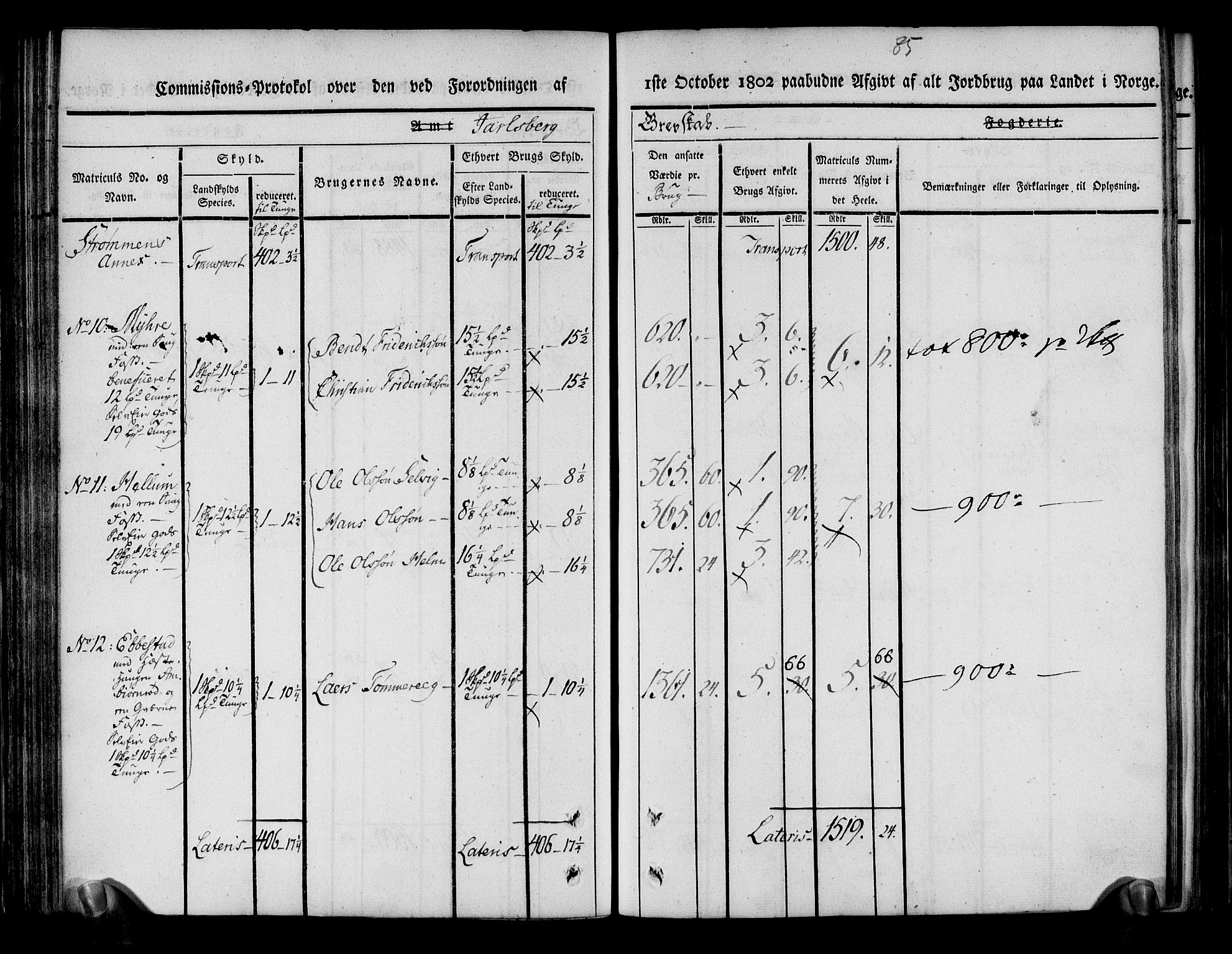 Rentekammeret inntil 1814, Realistisk ordnet avdeling, AV/RA-EA-4070/N/Ne/Nea/L0174: Jarlsberg grevskap. Kommisjonsprotokoll for grevskapets nordre distrikt - Lardal, Hof, Sande, Skoger, Botne og Våle prestegjeld, 1803, s. 97