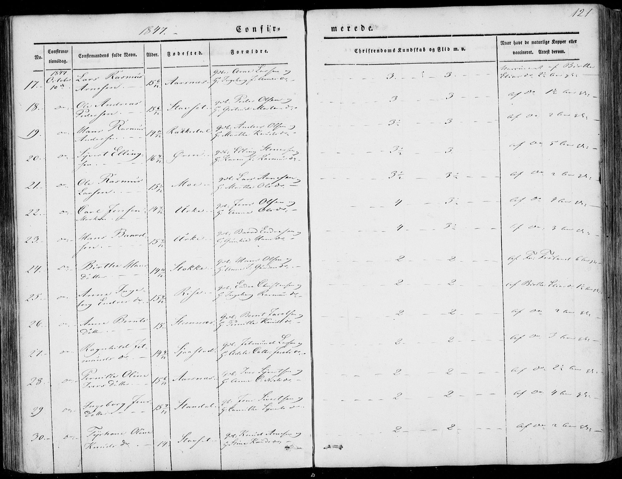 Ministerialprotokoller, klokkerbøker og fødselsregistre - Møre og Romsdal, AV/SAT-A-1454/515/L0209: Ministerialbok nr. 515A05, 1847-1868, s. 121