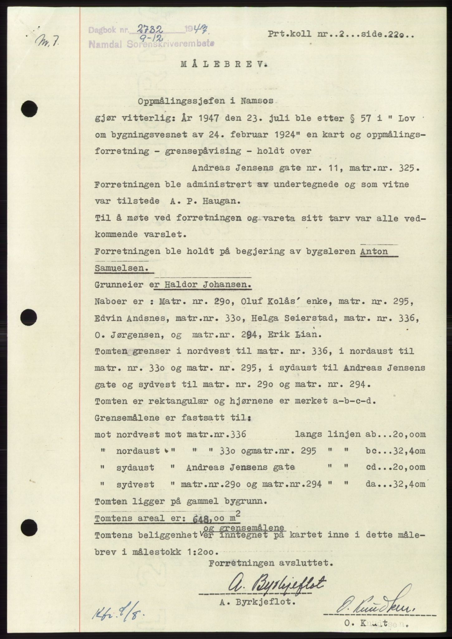Namdal sorenskriveri, SAT/A-4133/1/2/2C: Pantebok nr. -, 1947-1948, Dagboknr: 2732/1947