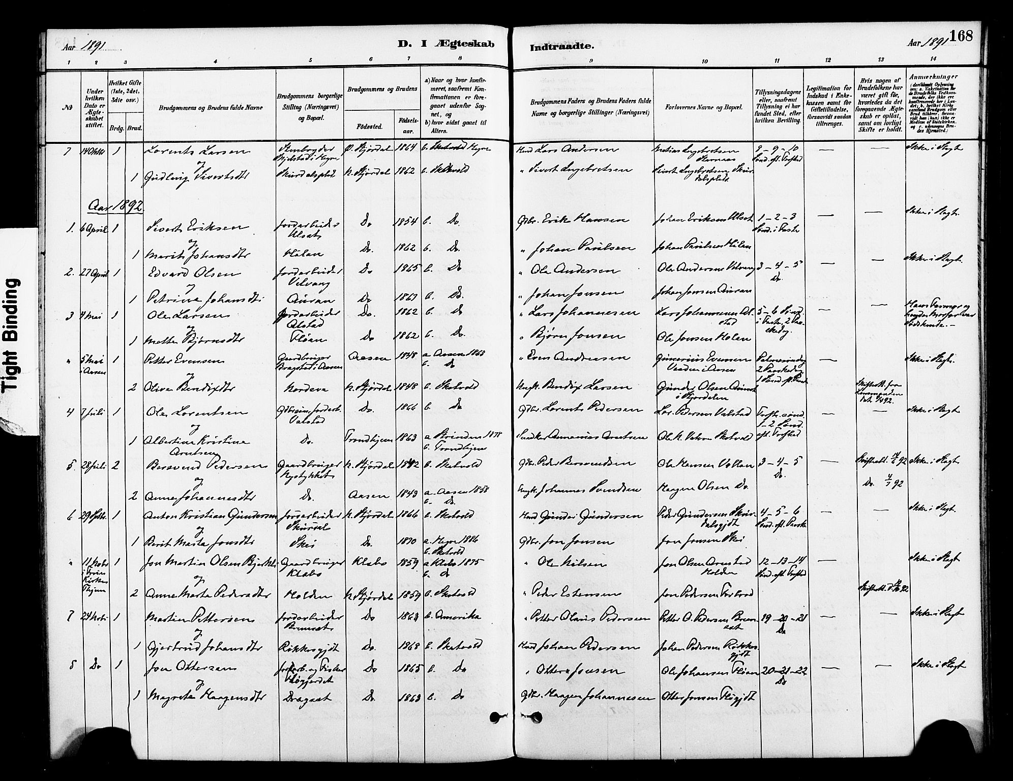 Ministerialprotokoller, klokkerbøker og fødselsregistre - Nord-Trøndelag, SAT/A-1458/712/L0100: Ministerialbok nr. 712A01, 1880-1900, s. 168