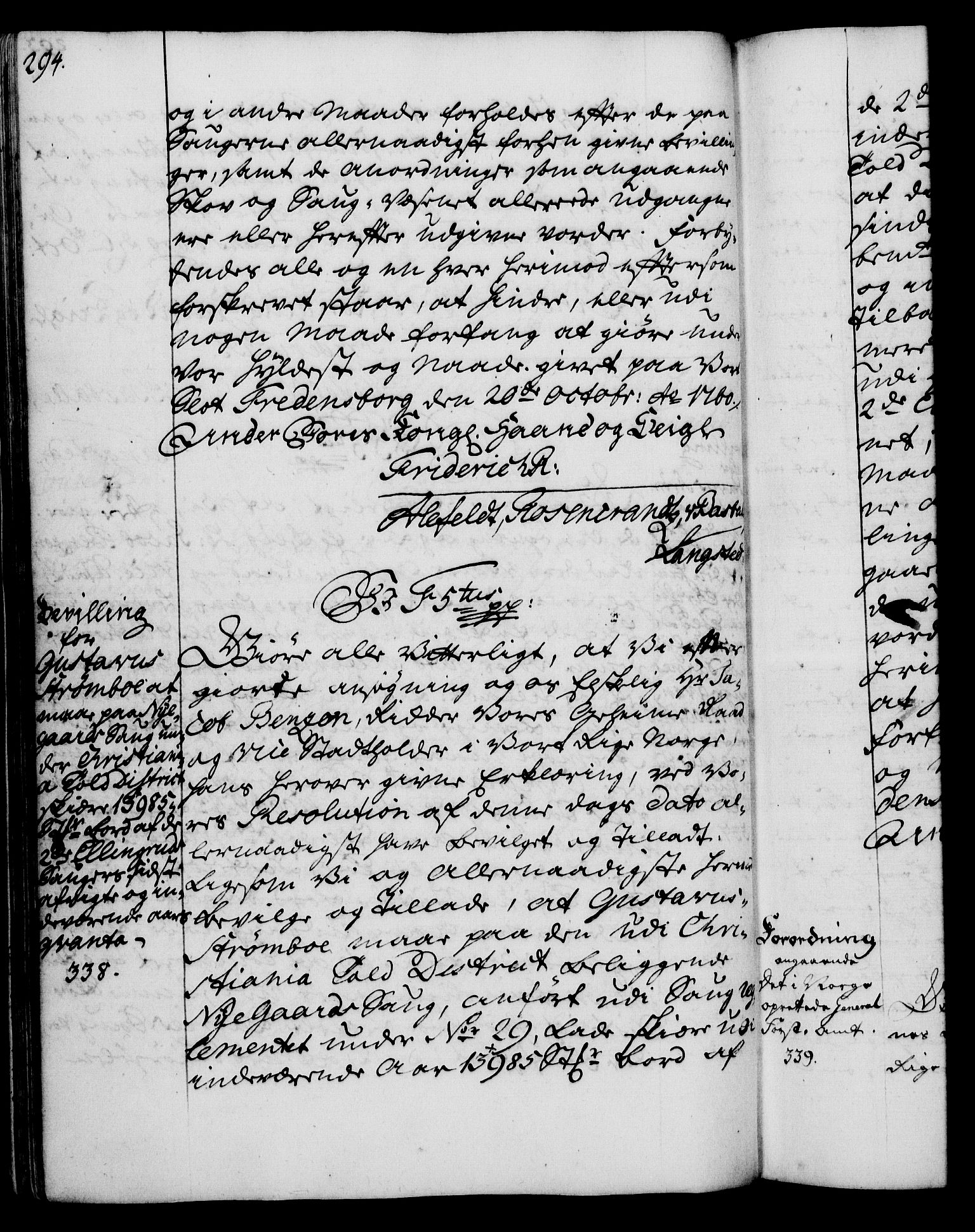 Rentekammeret, Kammerkanselliet, RA/EA-3111/G/Gg/Gga/L0007: Norsk ekspedisjonsprotokoll med register (merket RK 53.7), 1759-1768, s. 294