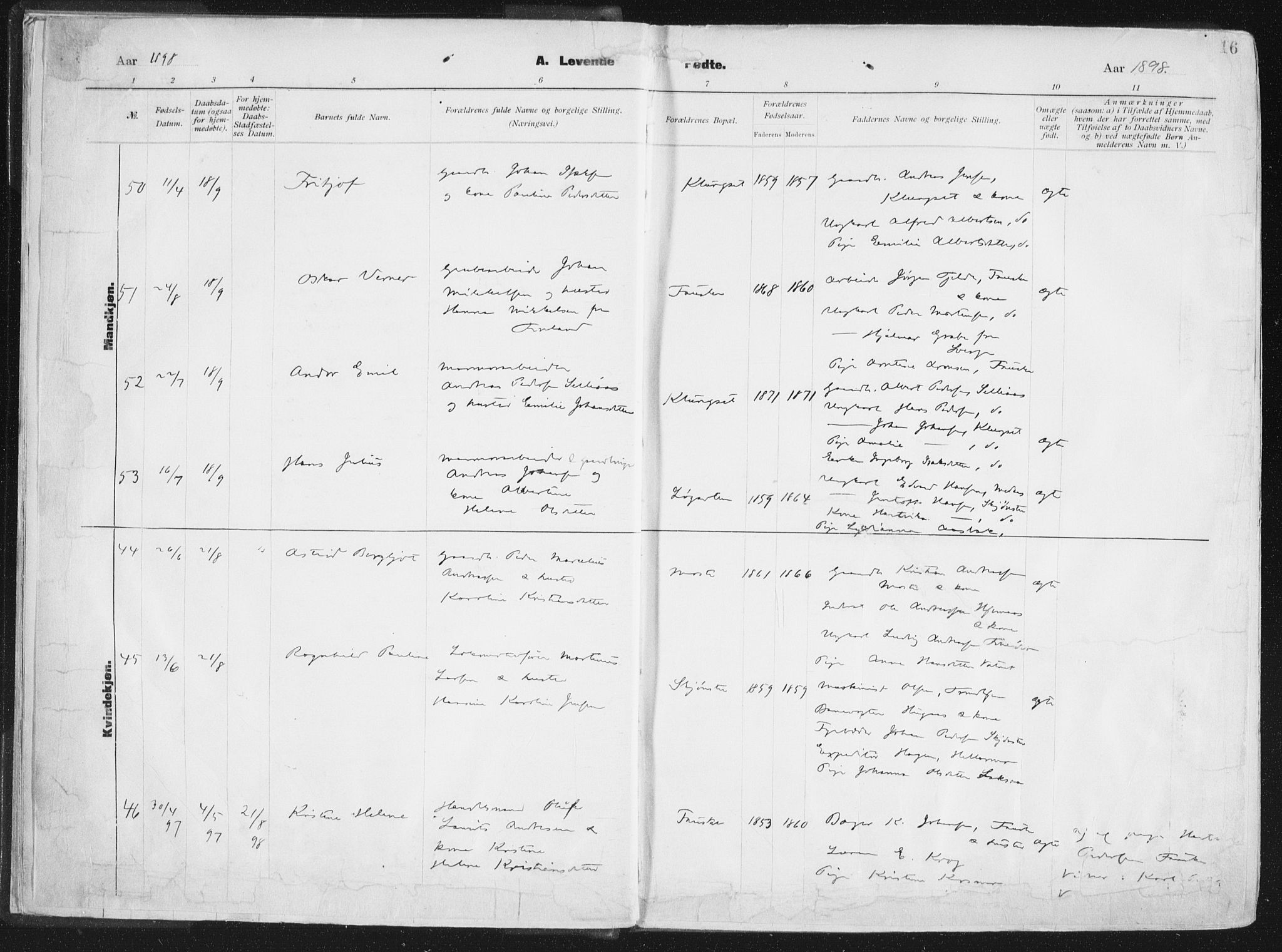 Ministerialprotokoller, klokkerbøker og fødselsregistre - Nordland, AV/SAT-A-1459/849/L0696: Ministerialbok nr. 849A08, 1898-1910, s. 16