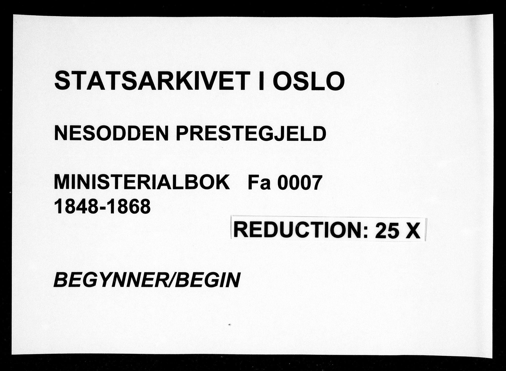 Nesodden prestekontor Kirkebøker, AV/SAO-A-10013/F/Fa/L0007: Ministerialbok nr. I 7, 1848-1868