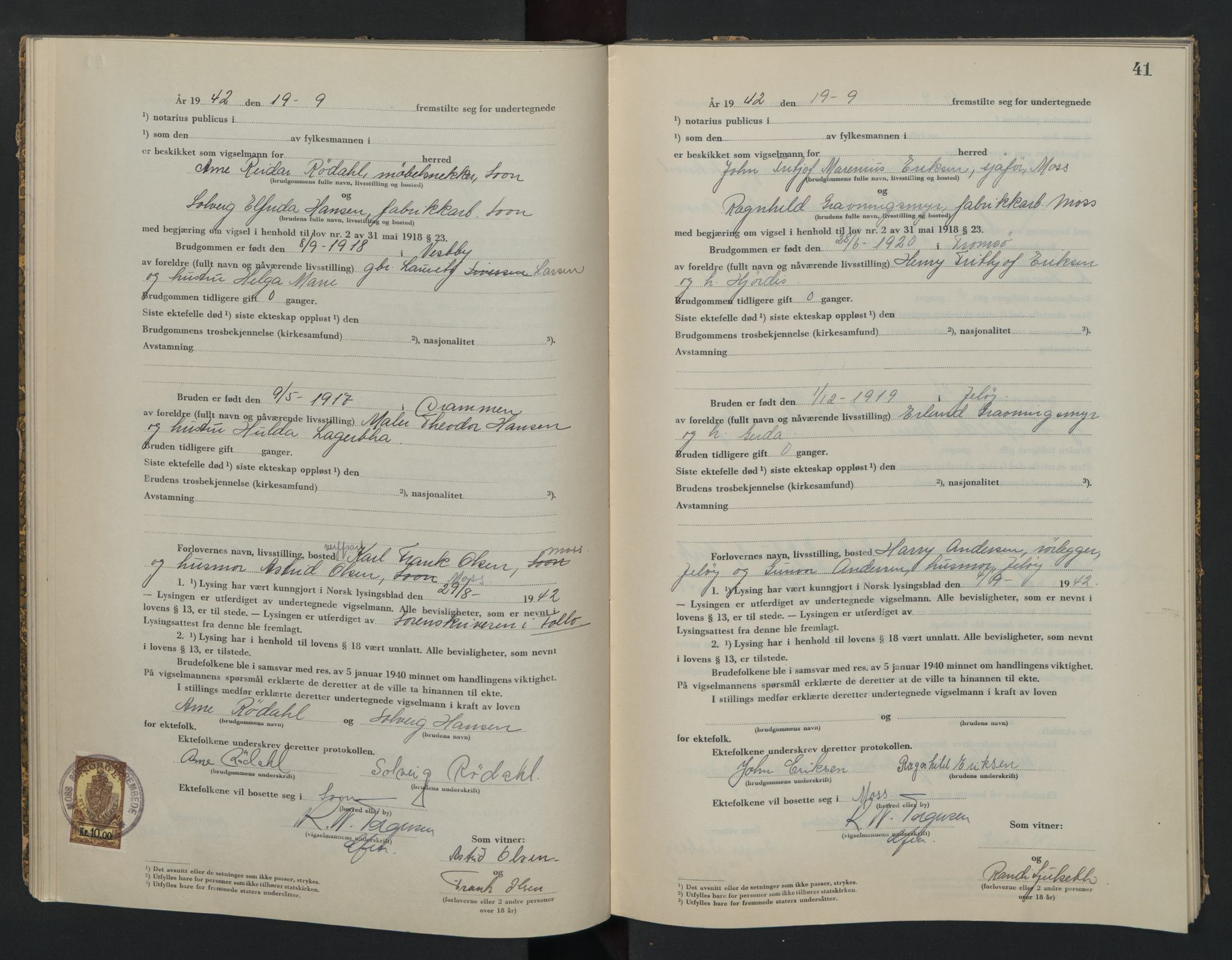 Moss sorenskriveri, AV/SAO-A-10168, 1942-1943, s. 41