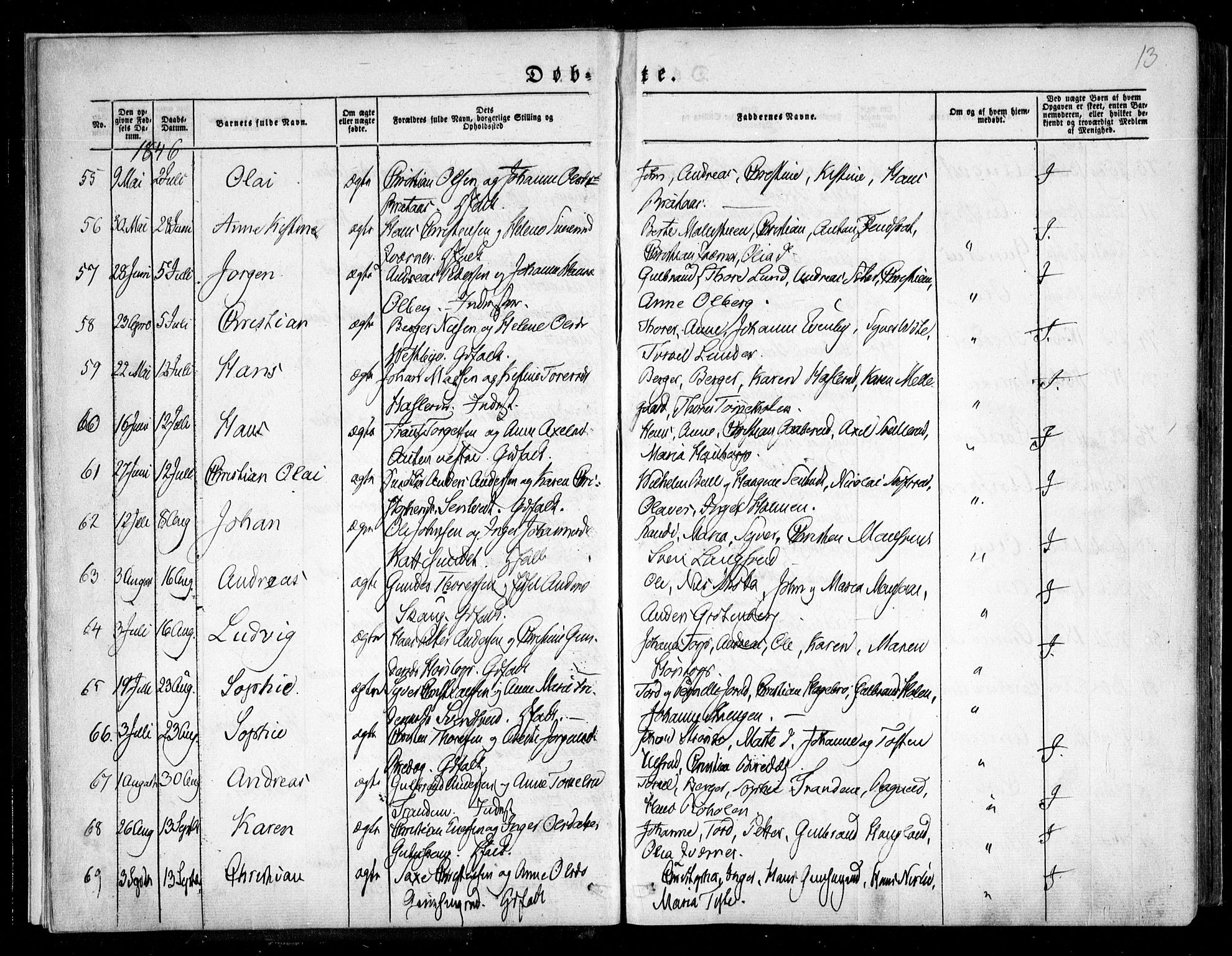 Trøgstad prestekontor Kirkebøker, AV/SAO-A-10925/F/Fa/L0007: Ministerialbok nr. I 7, 1845-1854, s. 13
