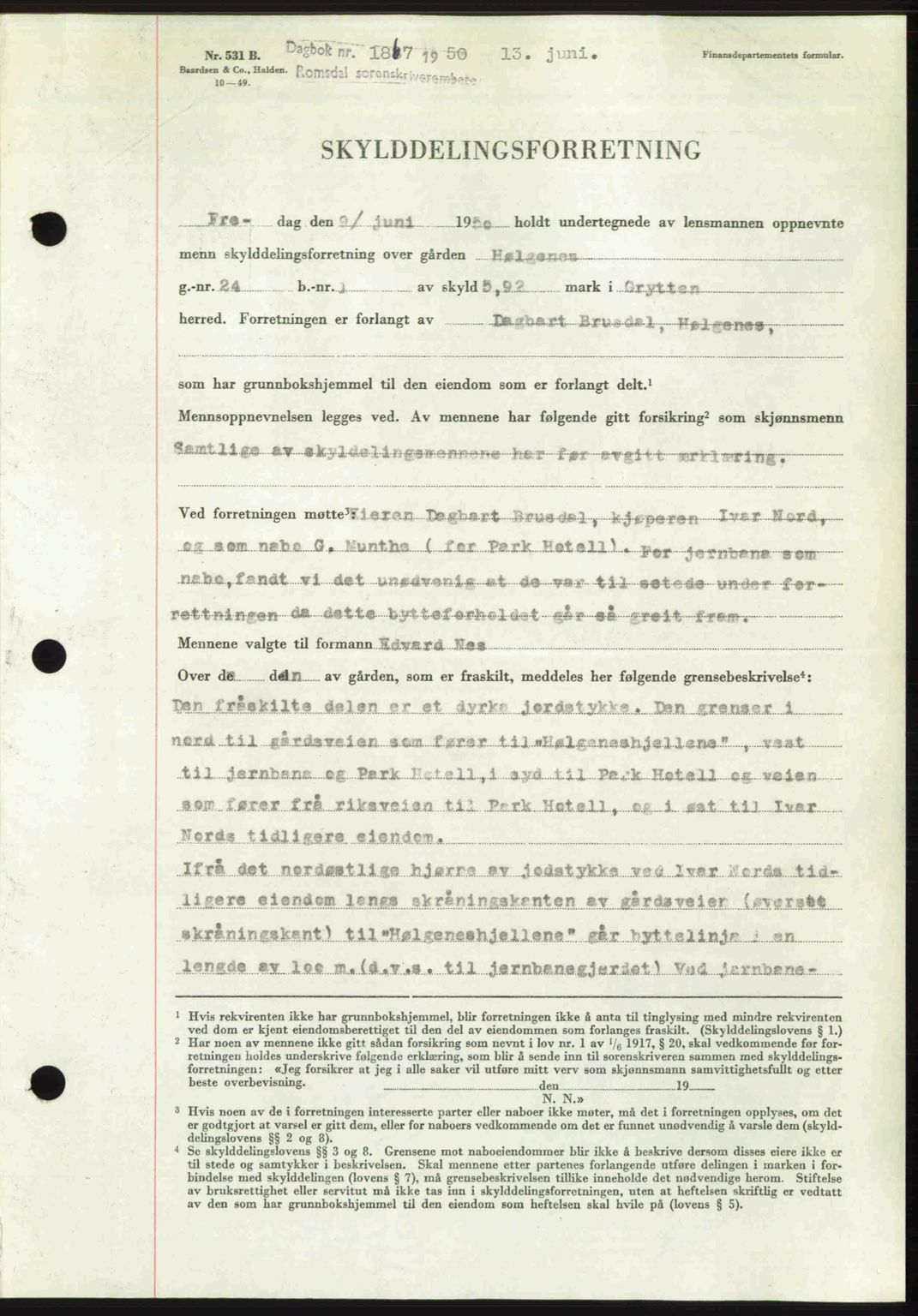 Romsdal sorenskriveri, SAT/A-4149/1/2/2C: Pantebok nr. A33, 1950-1950, Dagboknr: 1867/1950