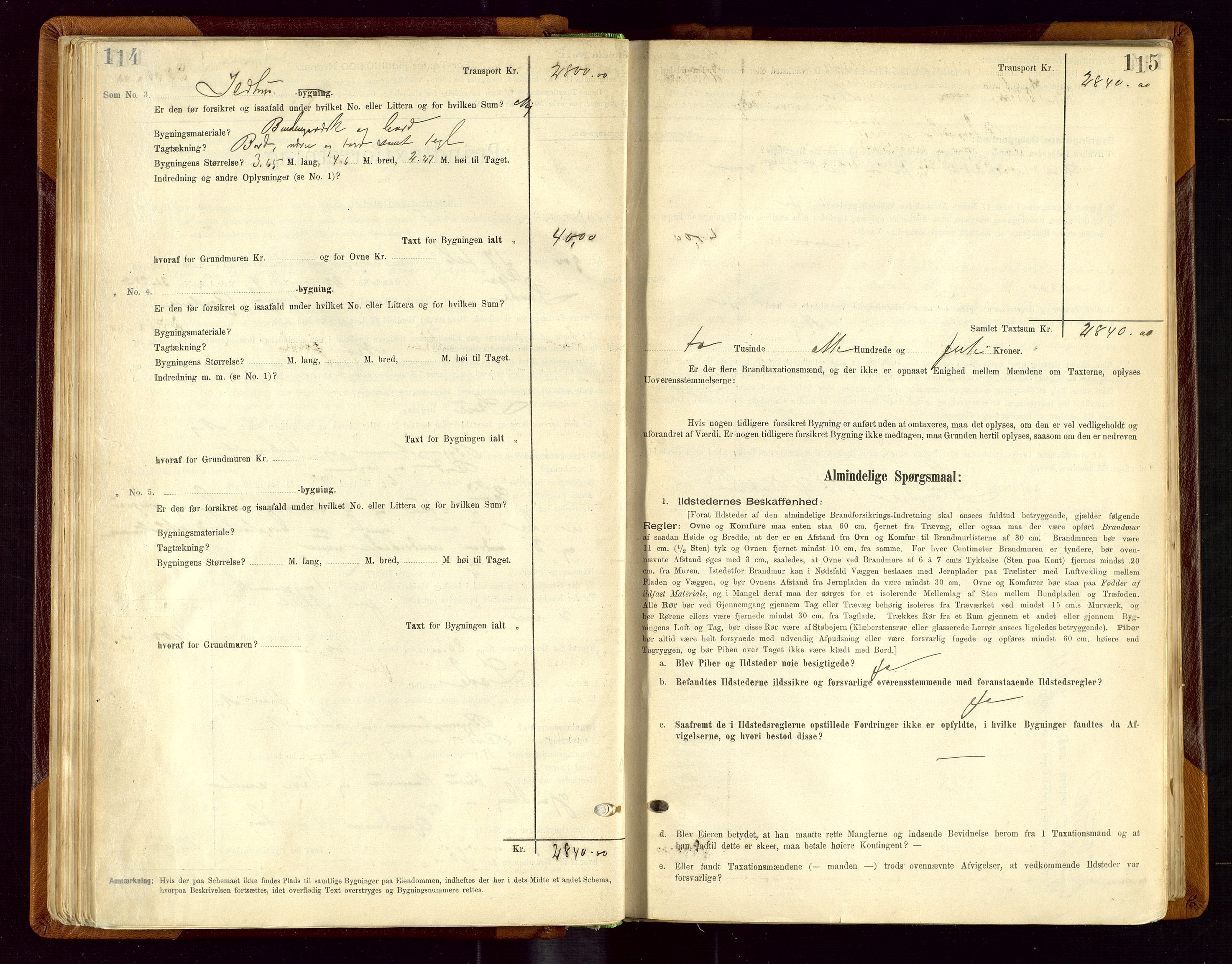 Sauda lensmannskontor, SAST/A-100177/Gob/L0001: Branntakstprotokoll - skjematakst, 1894-1914, s. 114-115
