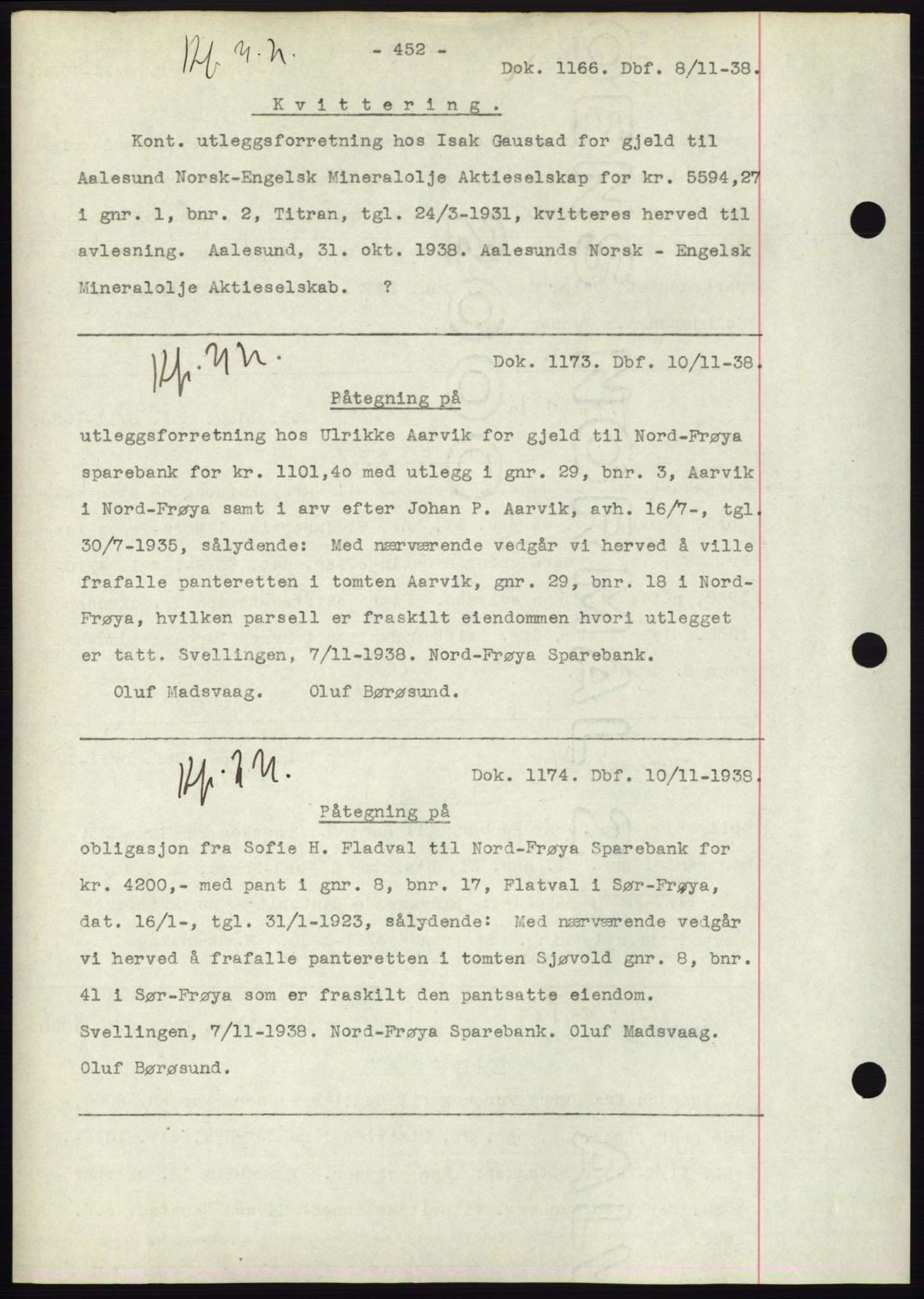 Hitra sorenskriveri, AV/SAT-A-0018/2/2C/2Ca: Pantebok nr. C1, 1936-1945, Dagboknr: 1166/1938