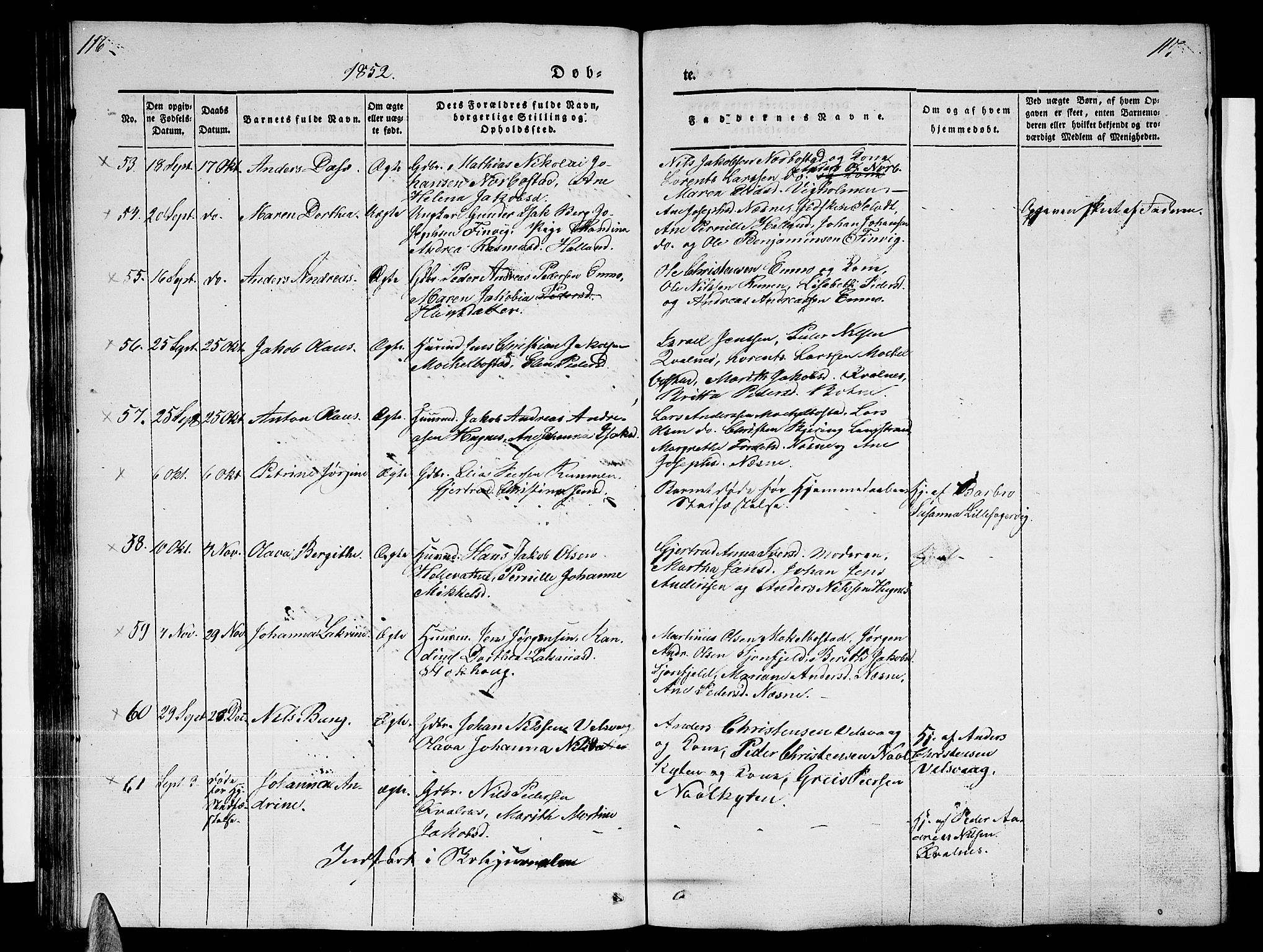 Ministerialprotokoller, klokkerbøker og fødselsregistre - Nordland, AV/SAT-A-1459/838/L0555: Klokkerbok nr. 838C02, 1842-1861, s. 116-117