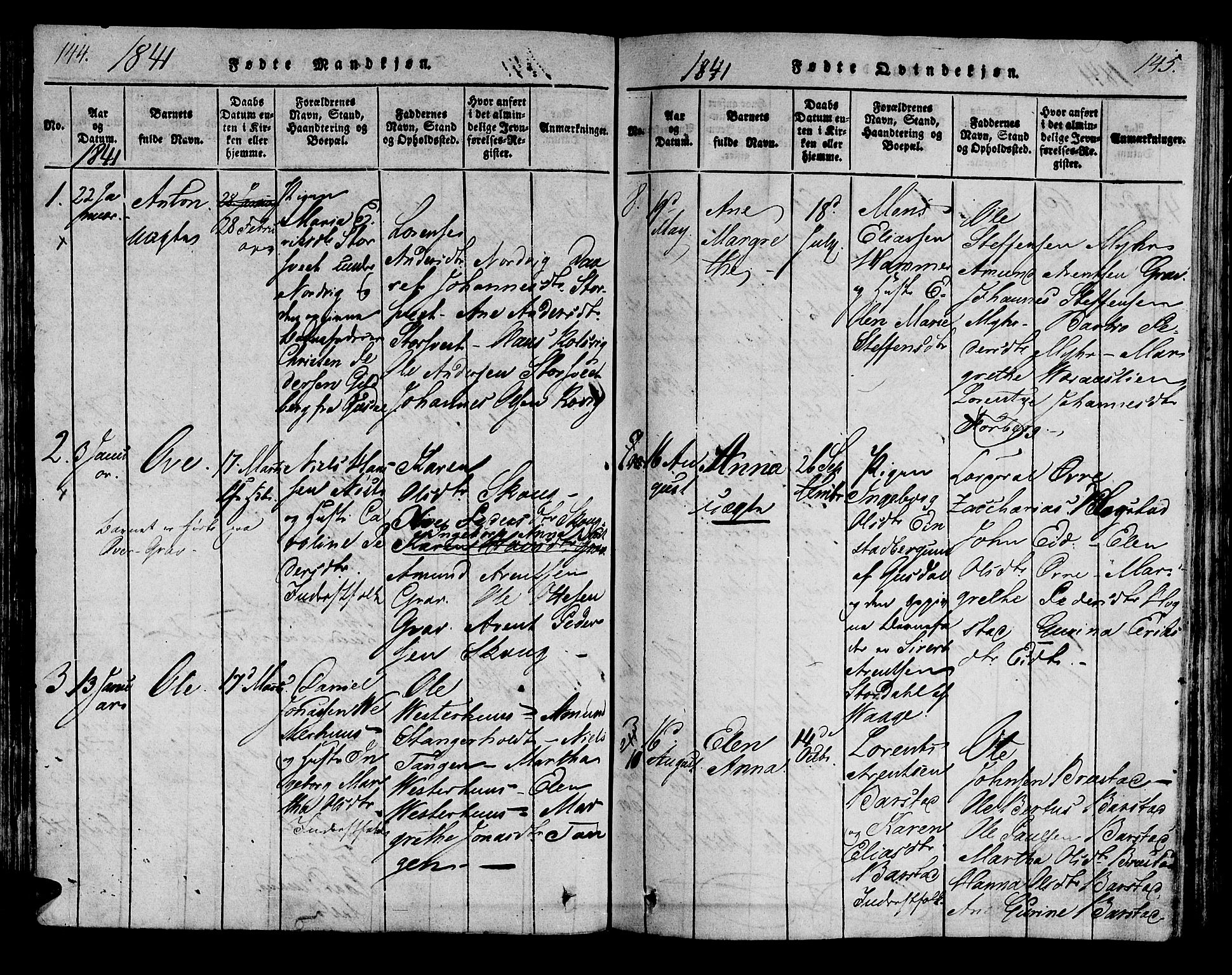 Ministerialprotokoller, klokkerbøker og fødselsregistre - Nord-Trøndelag, AV/SAT-A-1458/722/L0217: Ministerialbok nr. 722A04, 1817-1842, s. 144-145