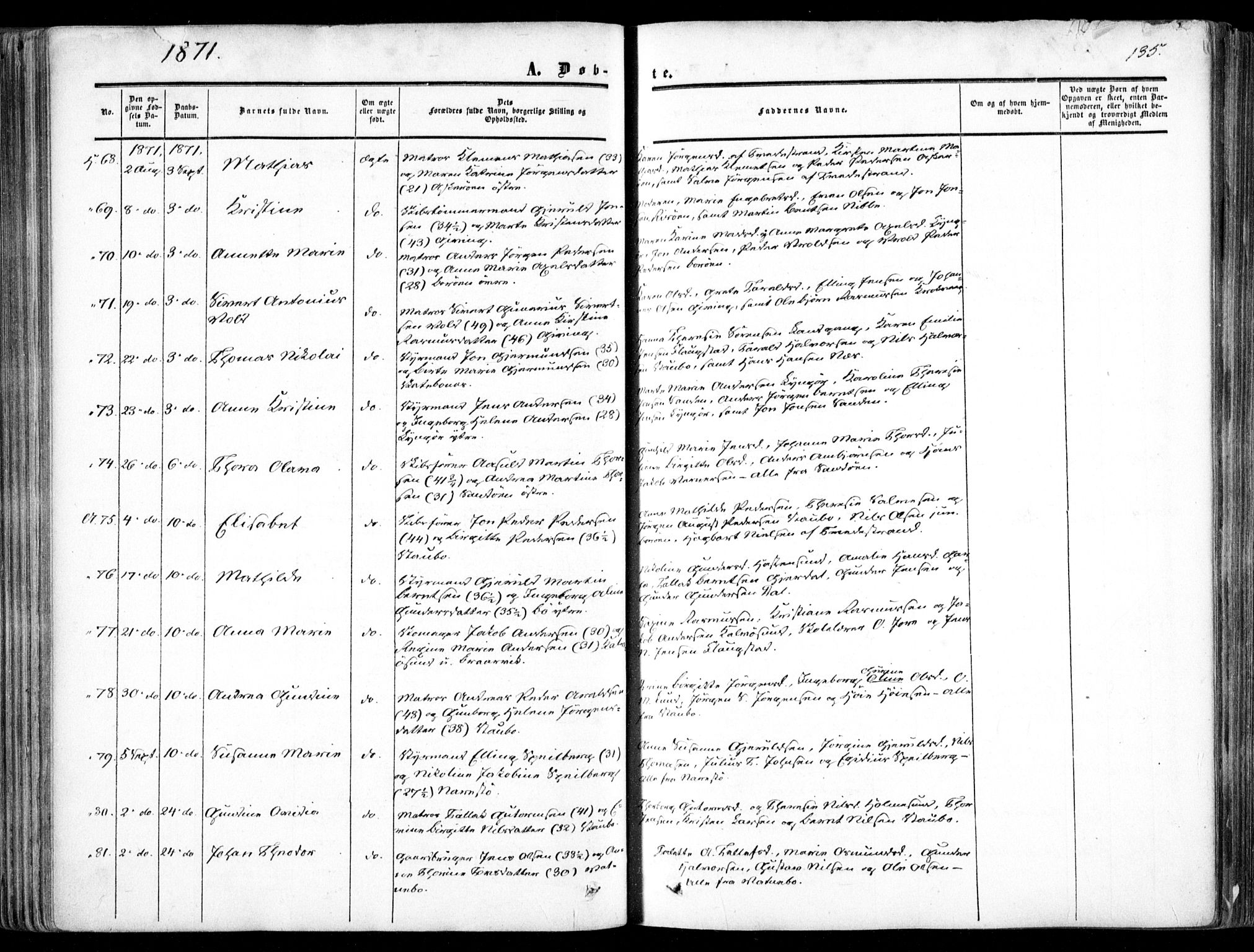 Dypvåg sokneprestkontor, AV/SAK-1111-0007/F/Fa/Faa/L0006: Ministerialbok nr. A 6, 1855-1872, s. 135