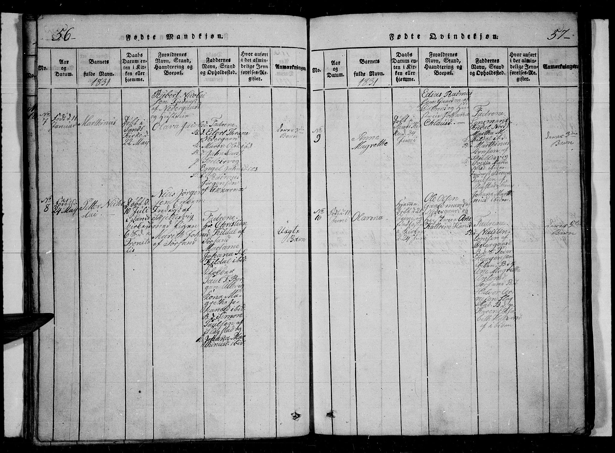Trondenes sokneprestkontor, SATØ/S-1319/H/Hb/L0004klokker: Klokkerbok nr. 4, 1821-1839, s. 56-57