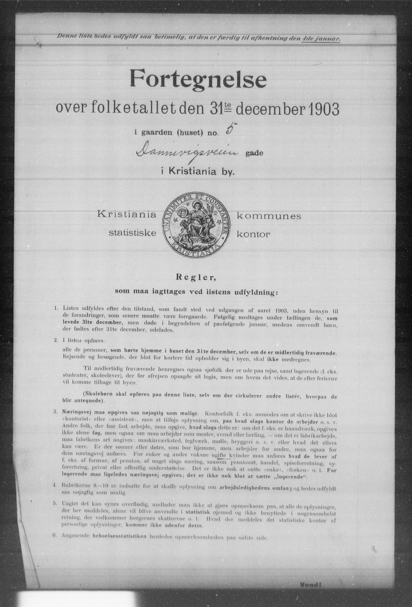 OBA, Kommunal folketelling 31.12.1903 for Kristiania kjøpstad, 1903, s. 3093