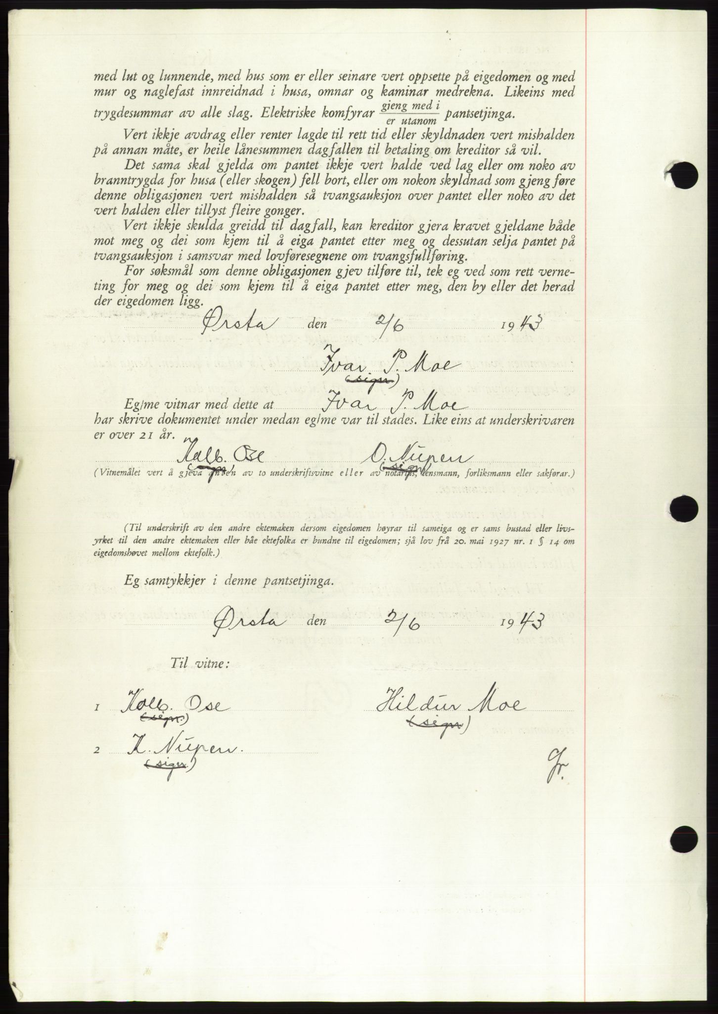 Søre Sunnmøre sorenskriveri, AV/SAT-A-4122/1/2/2C/L0114: Pantebok nr. 1-2B, 1943-1947, Dagboknr: 533/1943