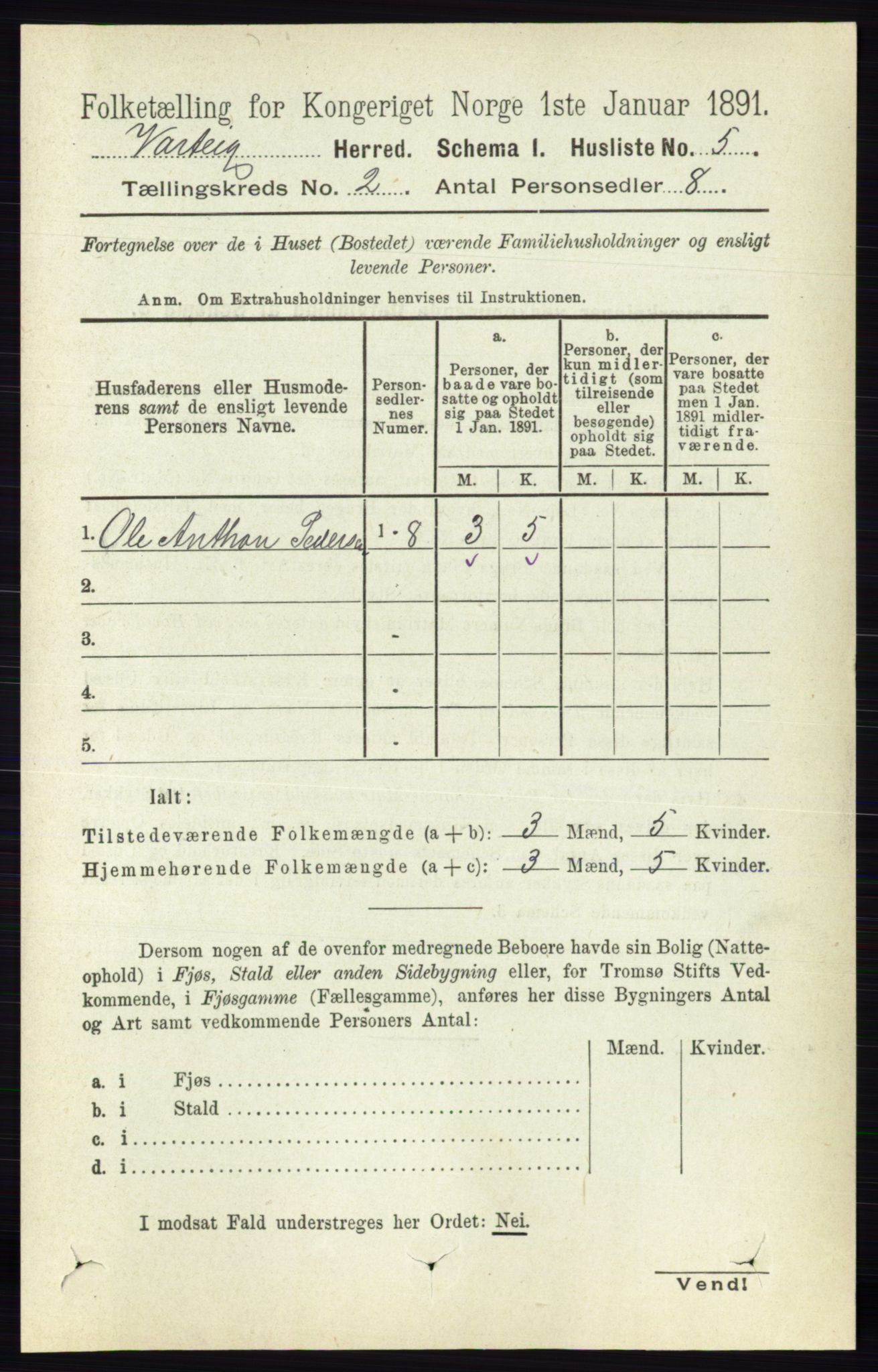 RA, Folketelling 1891 for 0114 Varteig herred, 1891, s. 488